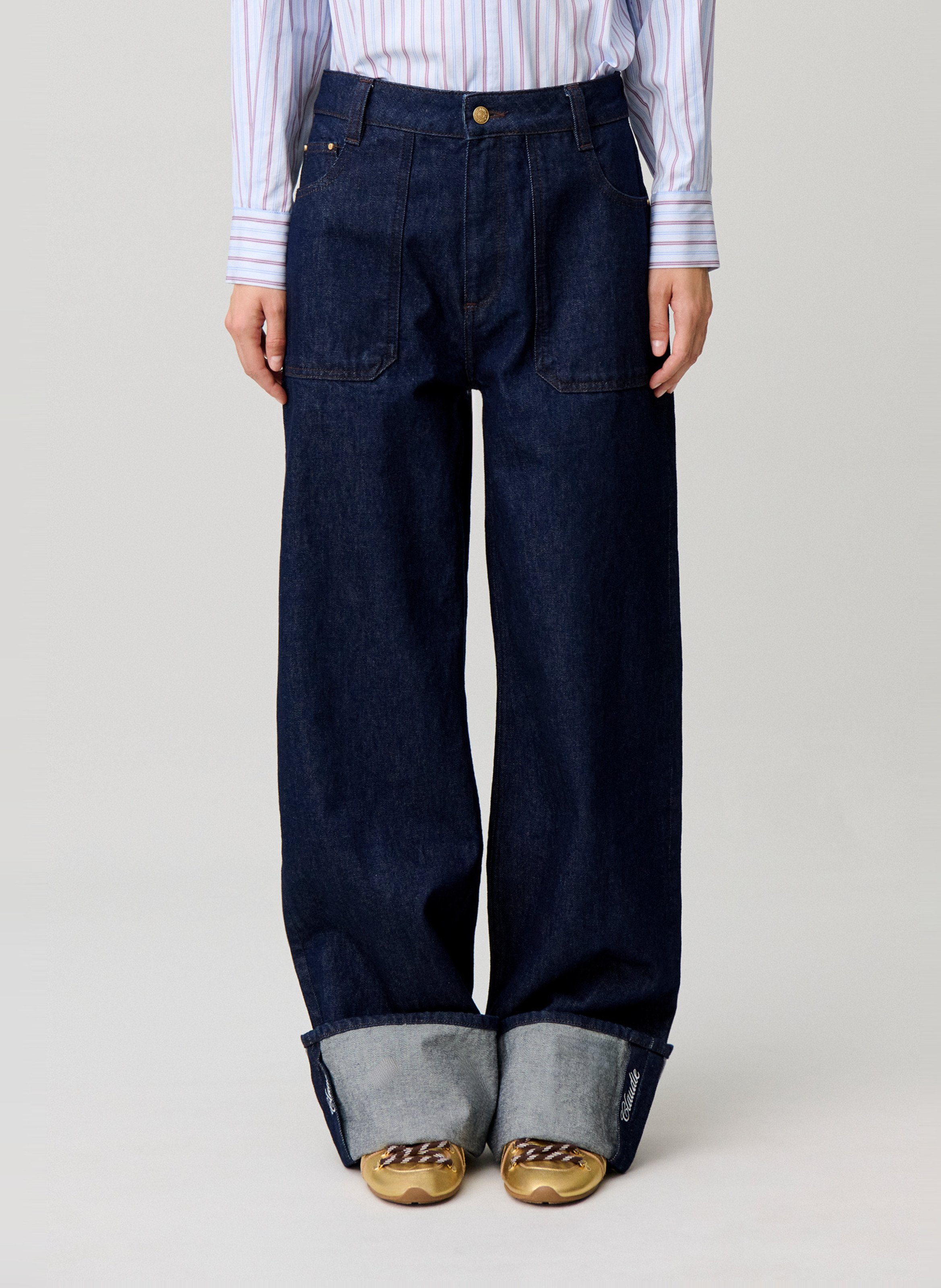 Jean large taille haute en coton CLAUDIE PIERLOT Bleu