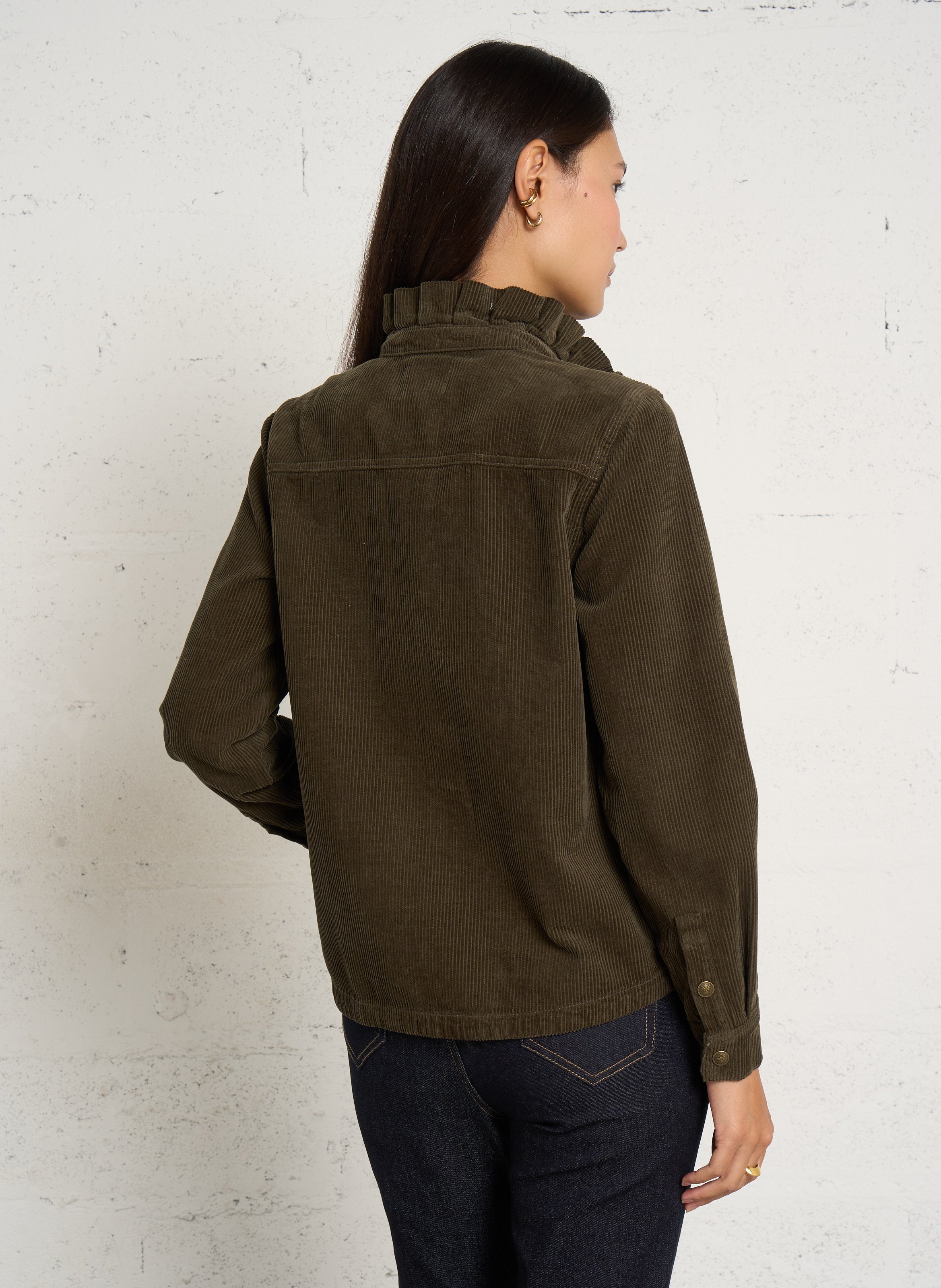 Blouse unie côtelée en coton denise MAISON 123 Kaki