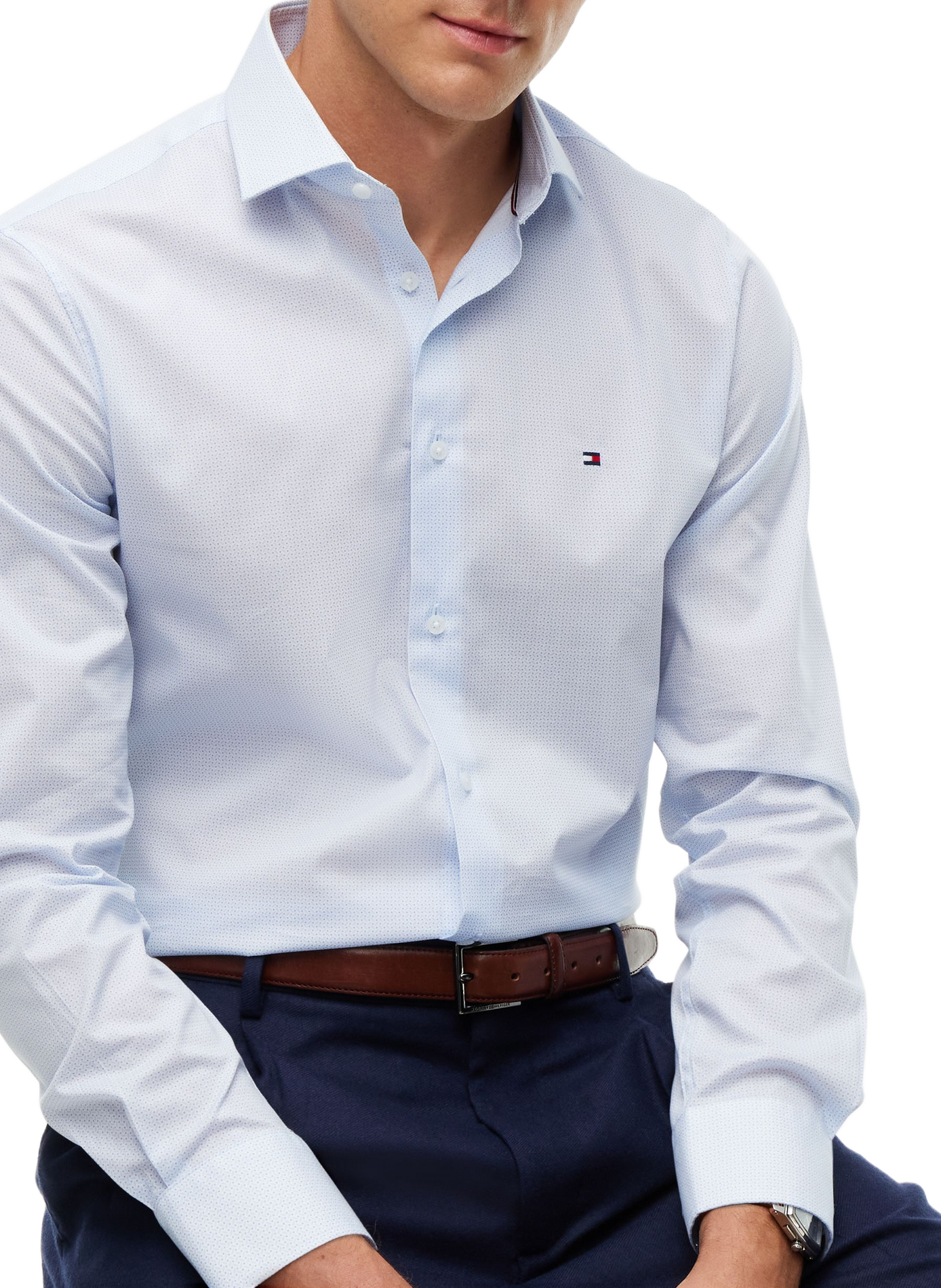 Gerade geschnittenes Hemd aus Baumwolle mit Muster TOMMY HILFIGER Blau