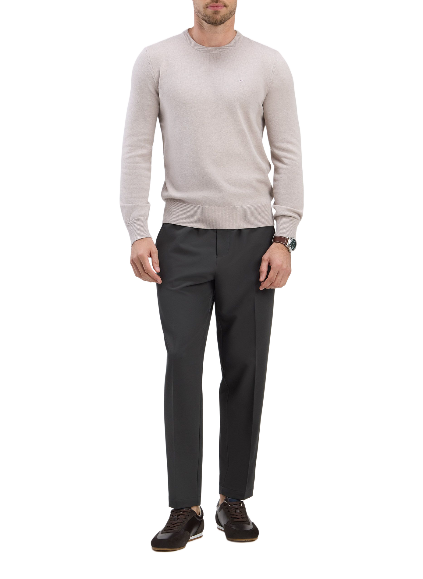 Pantalon slim à taille élastiquée EDEN PARK Khaki