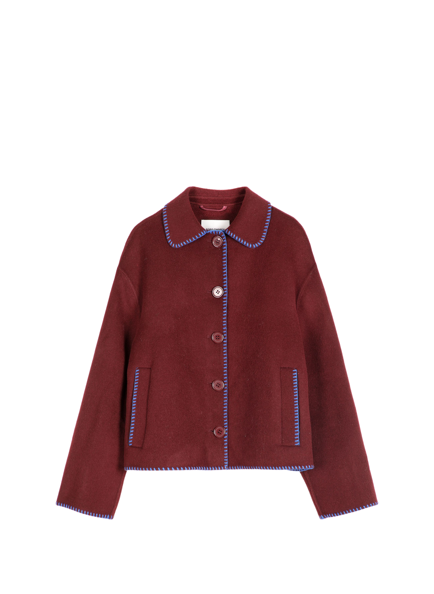 Veste droite unie en laine mélangée BOBO CHOSES Red