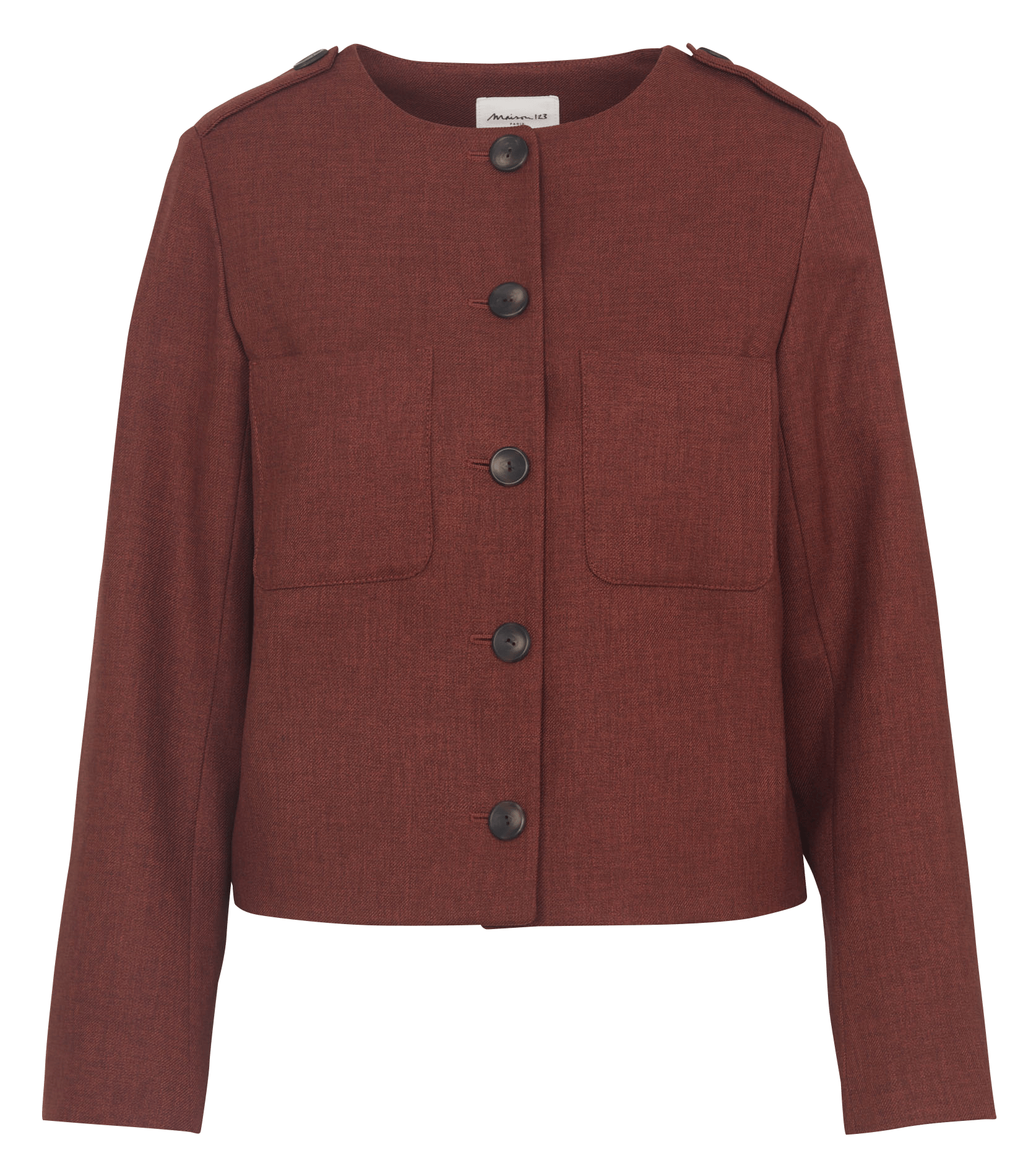 Veste droite col rond virgile MAISON 123 Marron