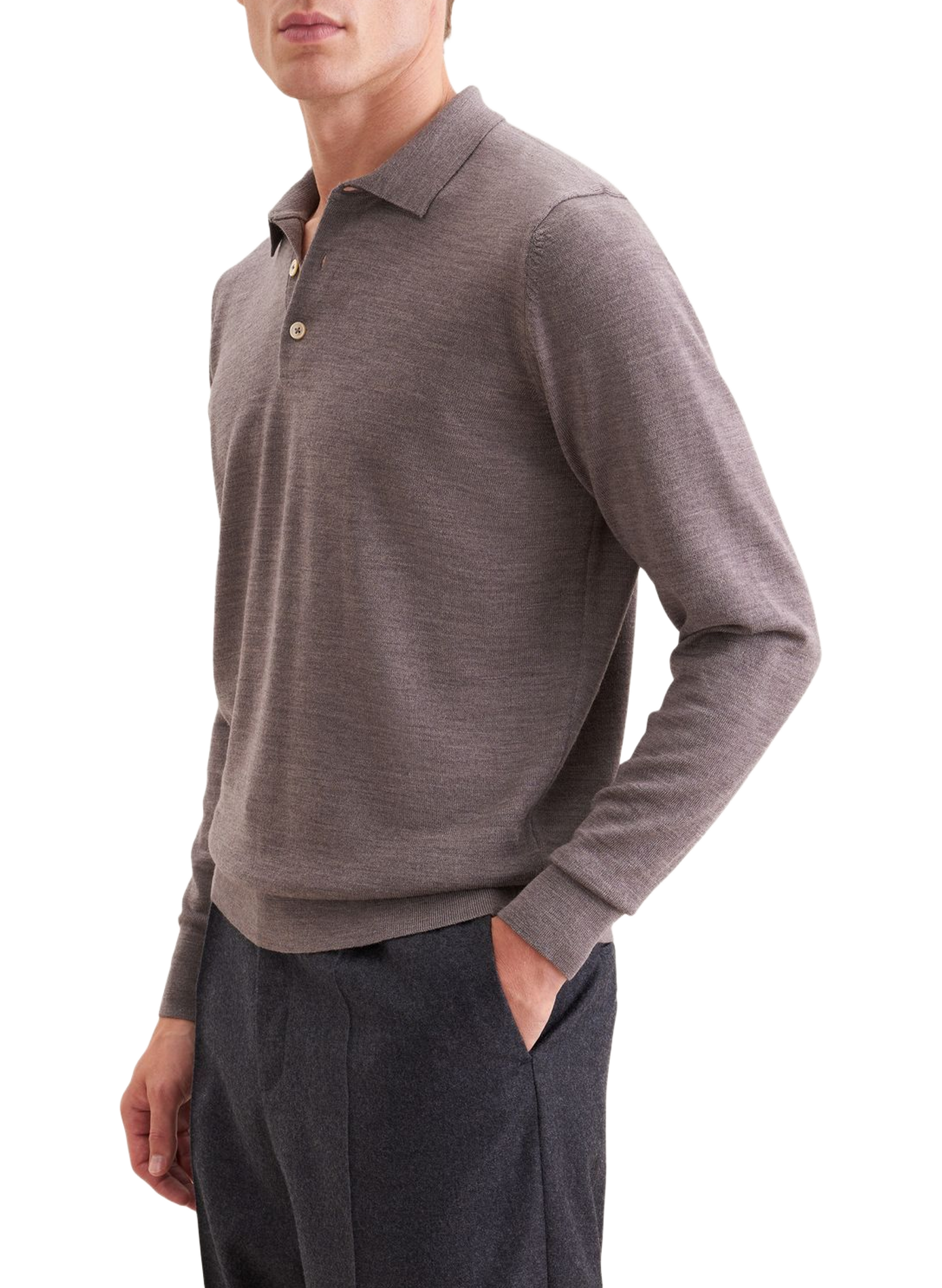 Langarm-Poloshirt aus Wolle SEIDENSTICKER Beige