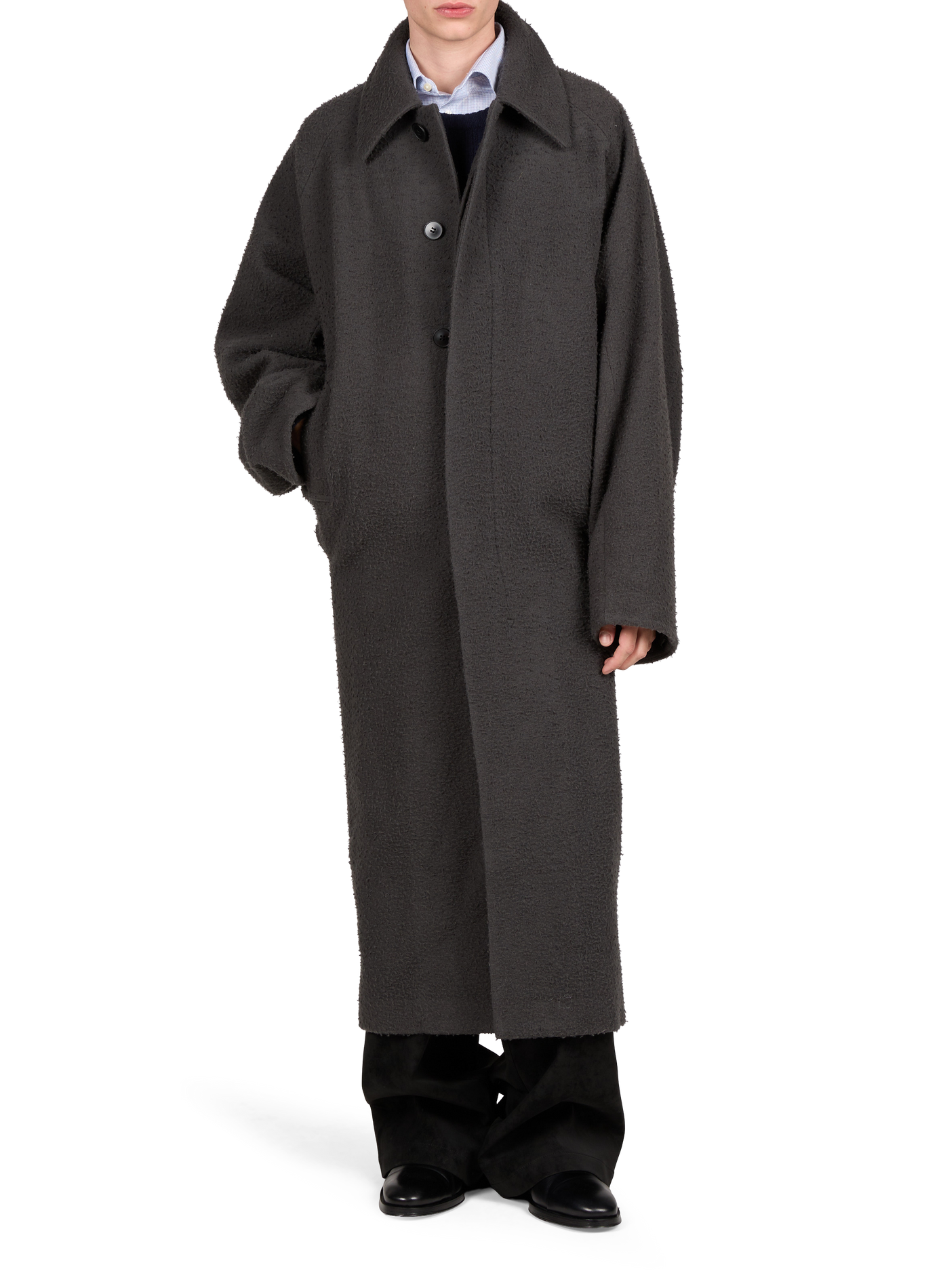 Long classic-collar coat in a wool blend SEAN SUEN Grey