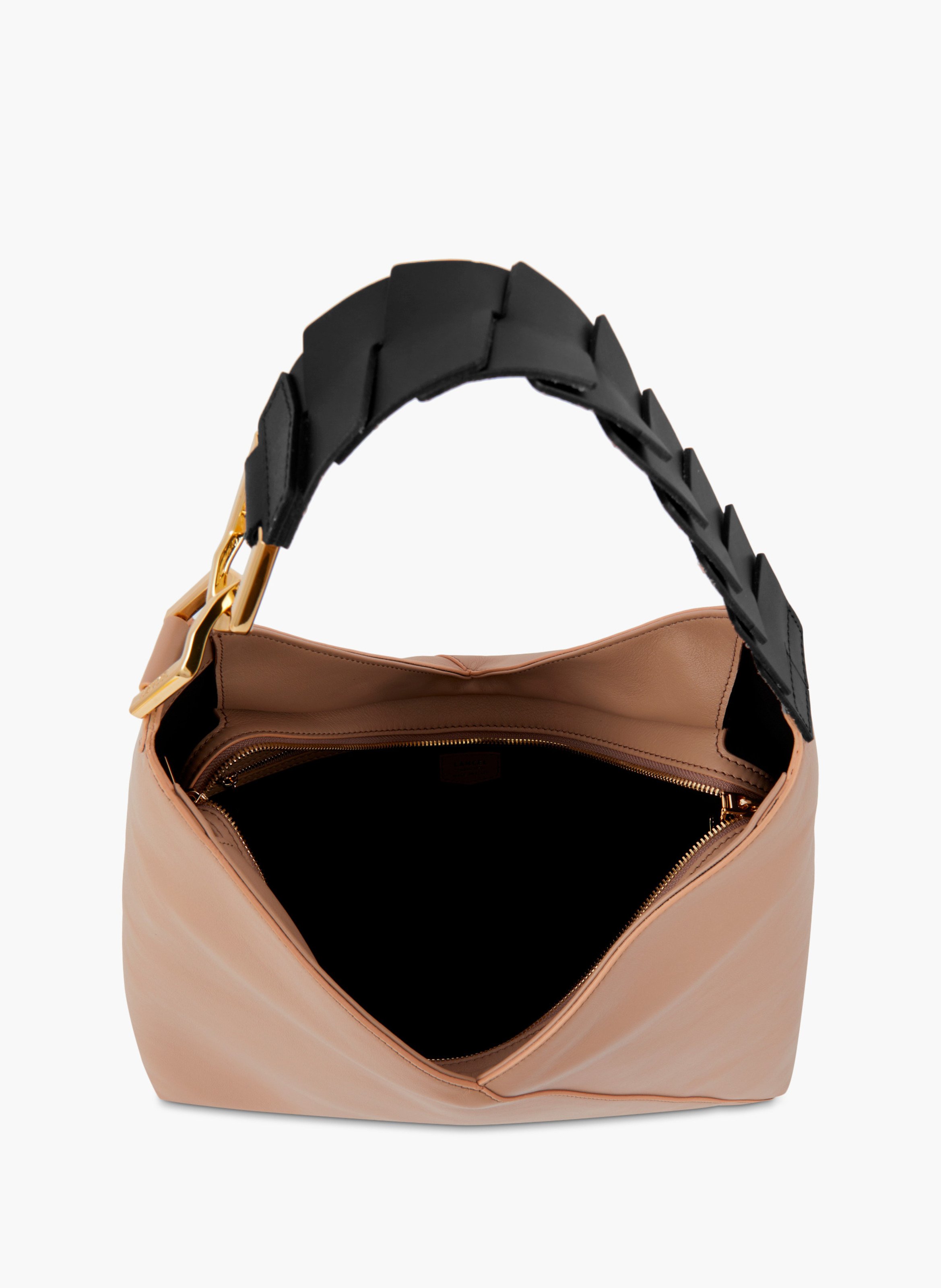 Sac hobo pagode de lancel en cuirs de vachette graine & lisse LANCEL Beige