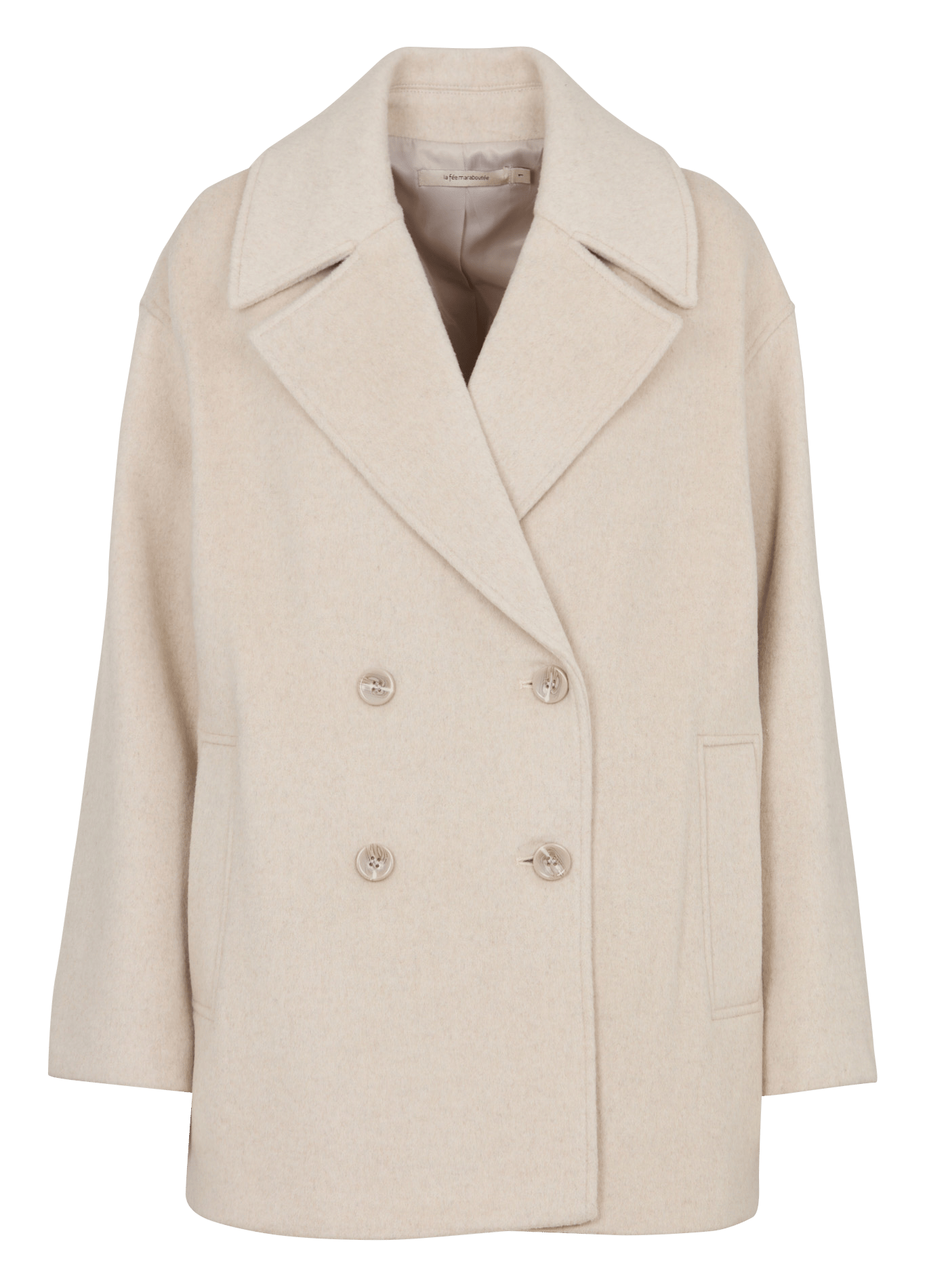 Ruimvallende effen peacoat van wolmix LA FEE MARABOUTEE Wit