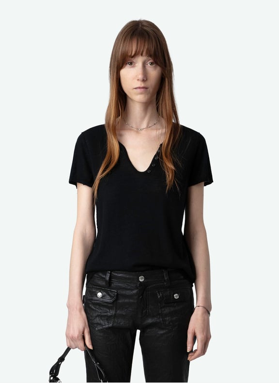 Top col tunisien droit en cachemire ida Noir by ZADIG&VOLTAIRE ZADIG&VOLTAIRE Top col tunisien droit en cachemire ida Noir