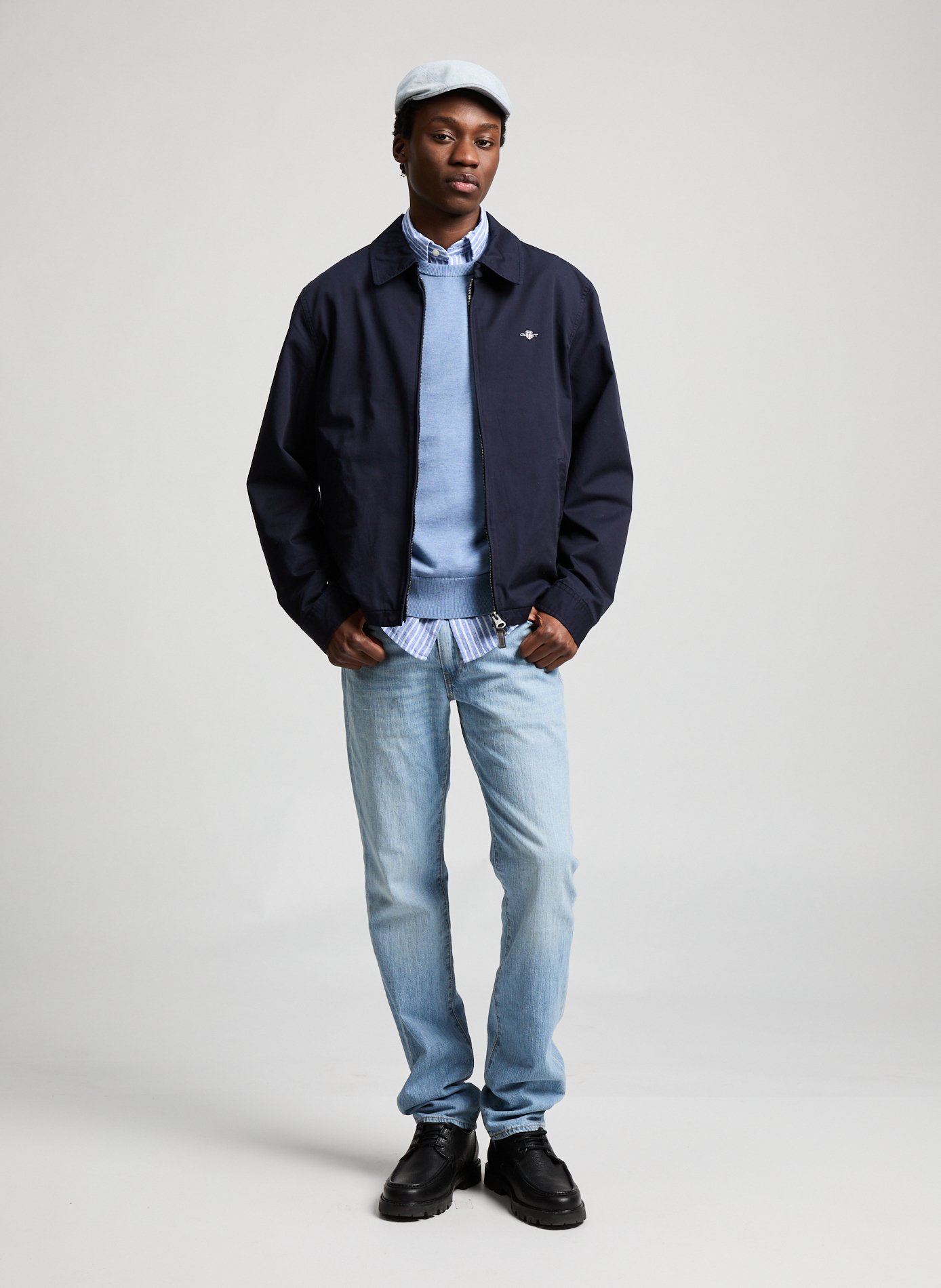 Blouson col classique en coton Bleu