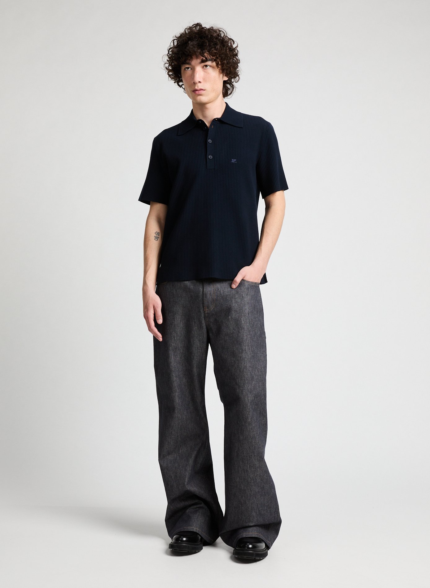 Ribbed polo shirt COURRÈGES Blue