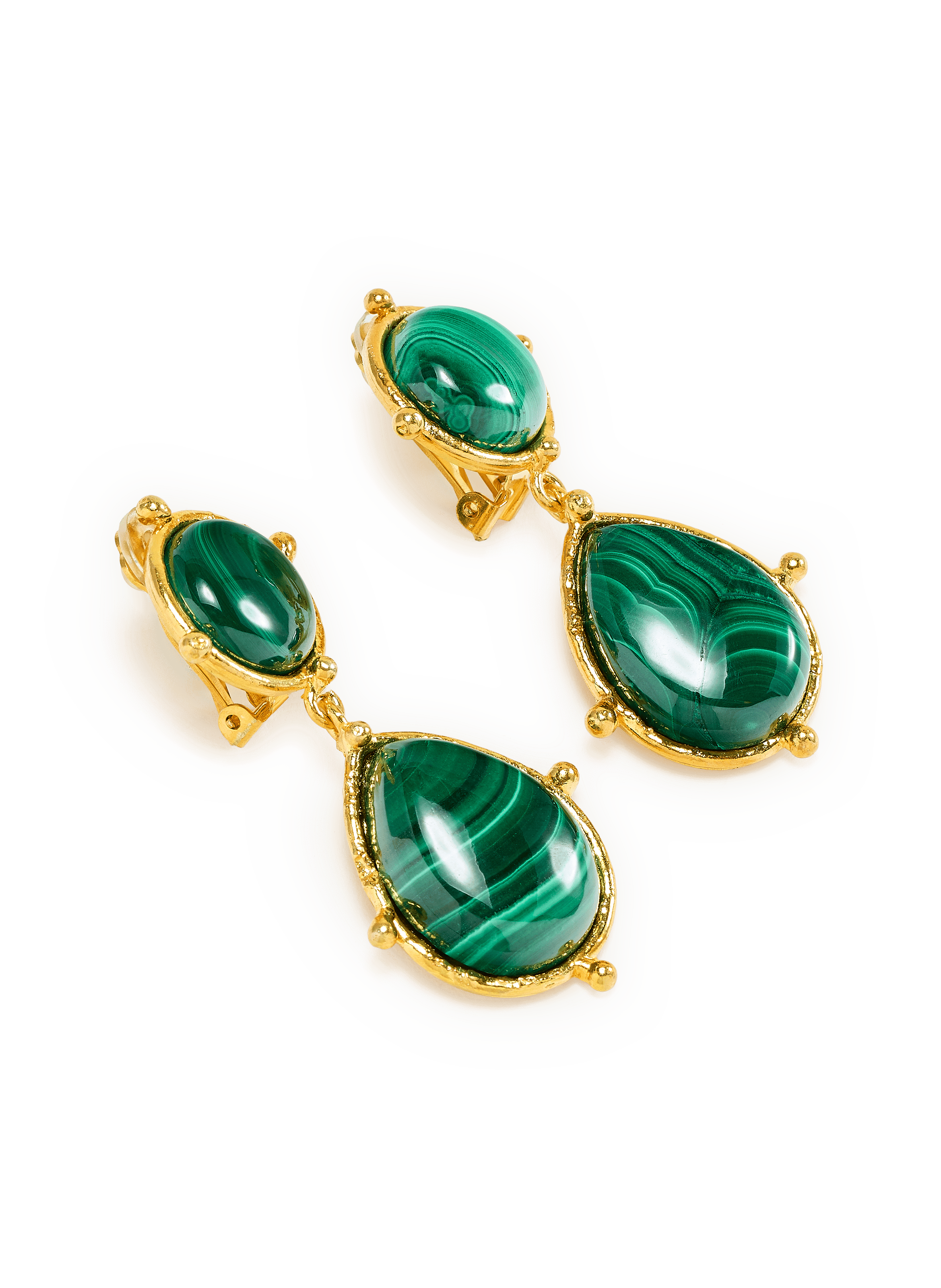 Earrings 2 stone dots SYLVIA TOLEDANO Green