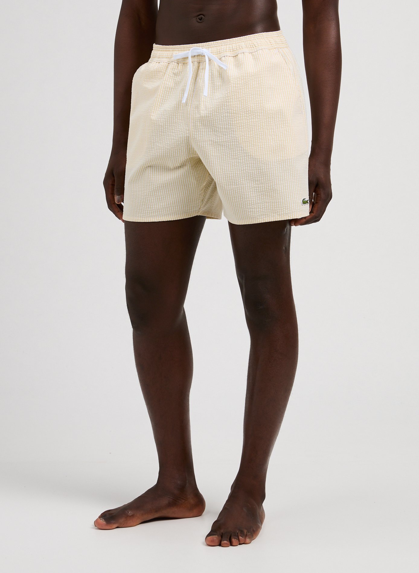 Striped cotton-blend shorts LACOSTE Yellow