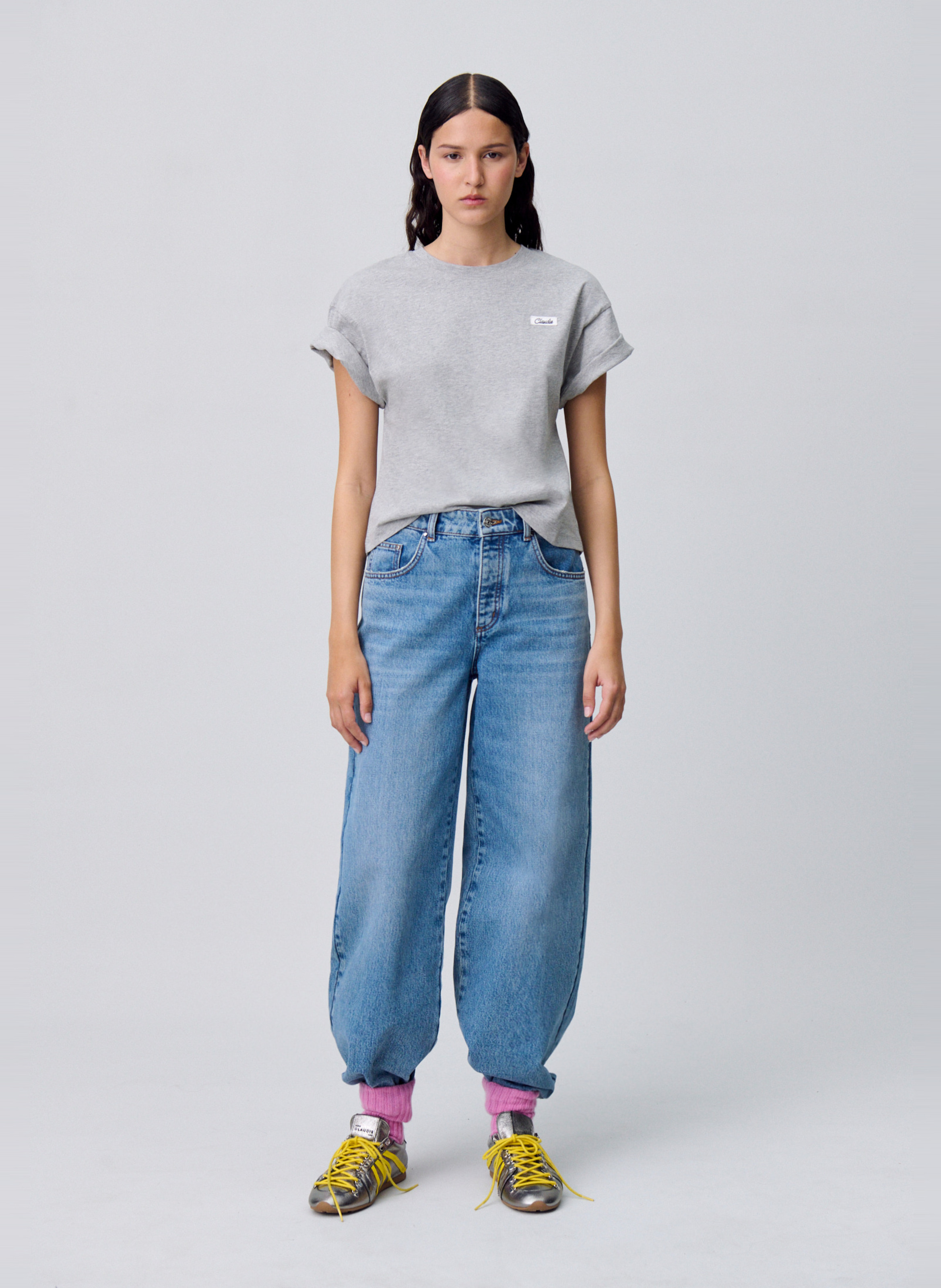 Tee-shirt droit en coton CLAUDIE PIERLOT Gris