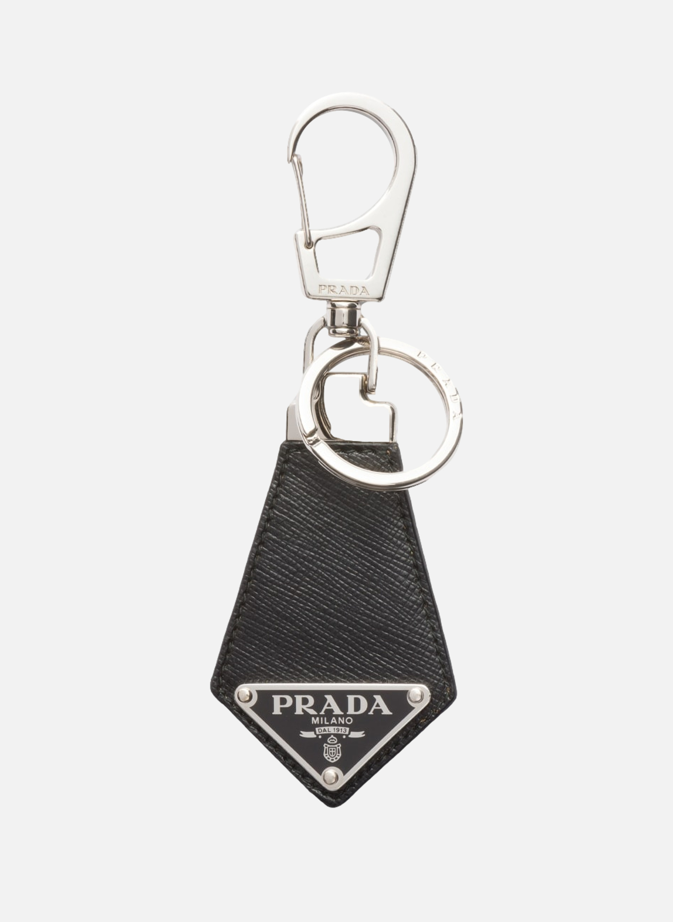 Porte-clés en cuir saffiano PRADA Noir
