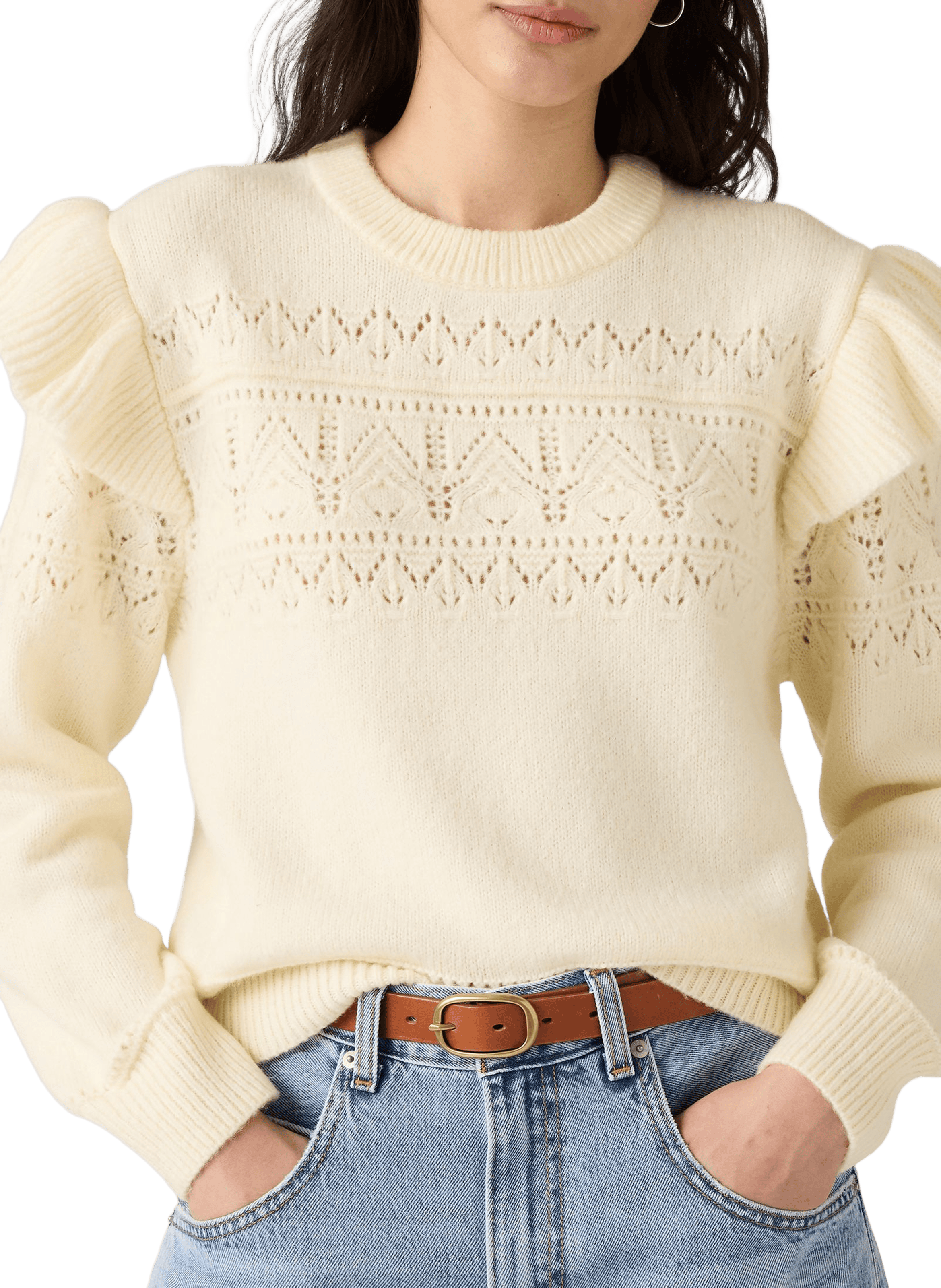 Pull côtelé à col rond LEVI'S Beige