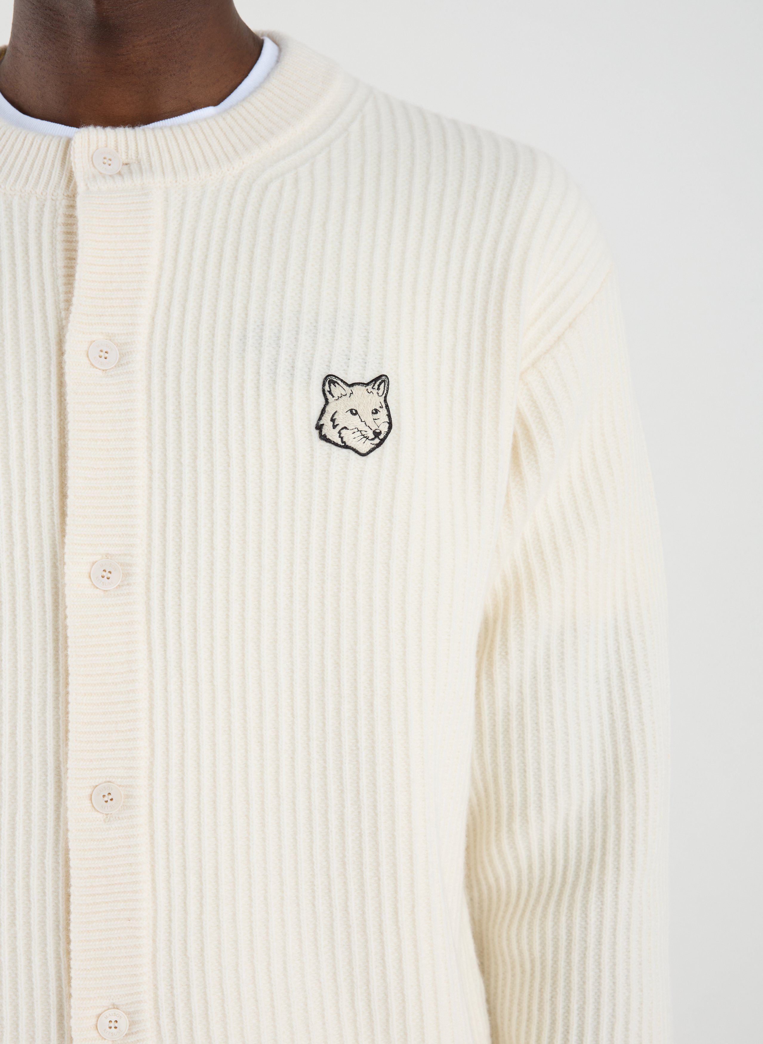 Ribbed wool cardigan MAISON KITSUNÉ Beige