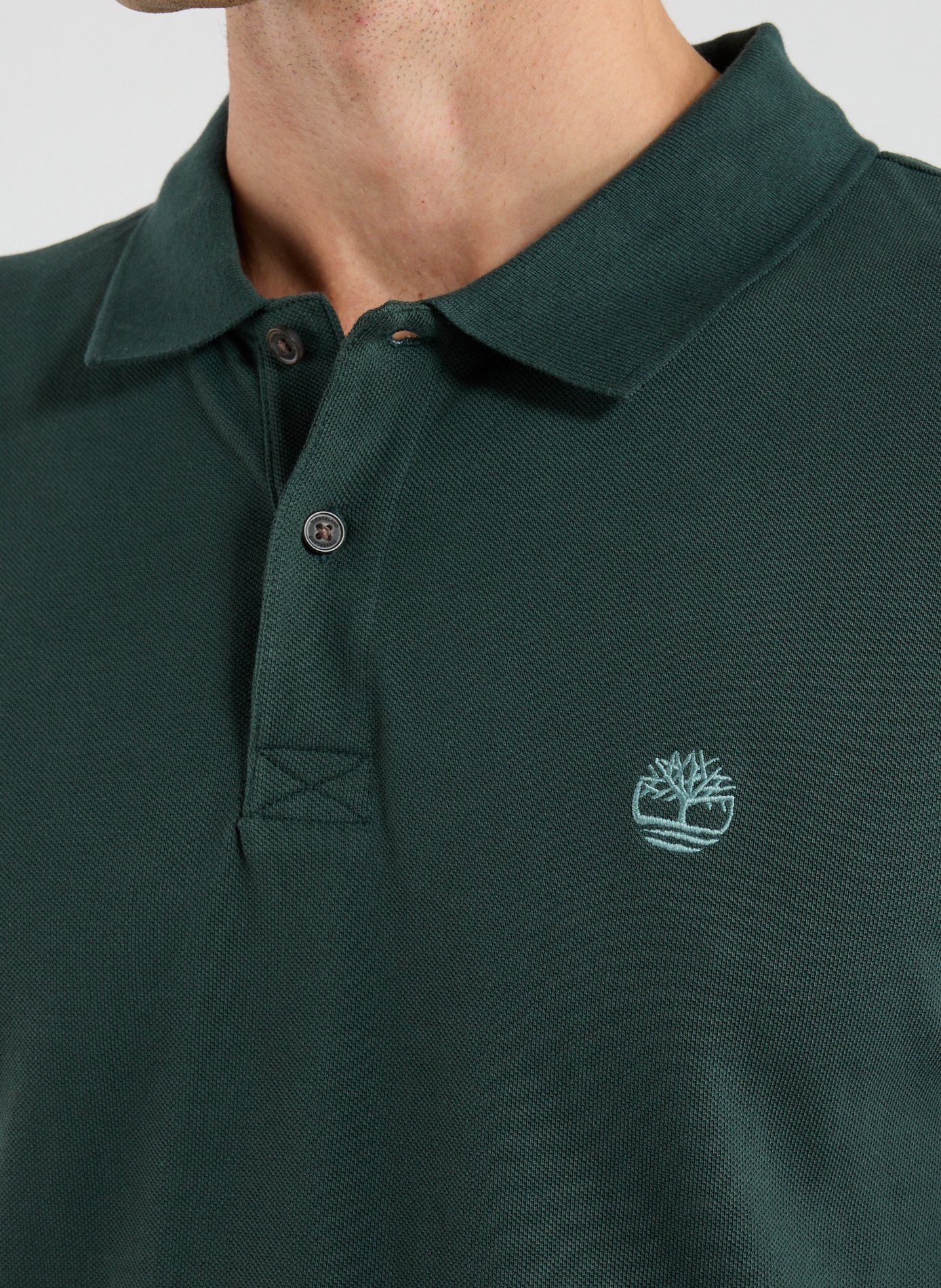 Long-sleeved cotton polo shirt TIMBERLAND Green
