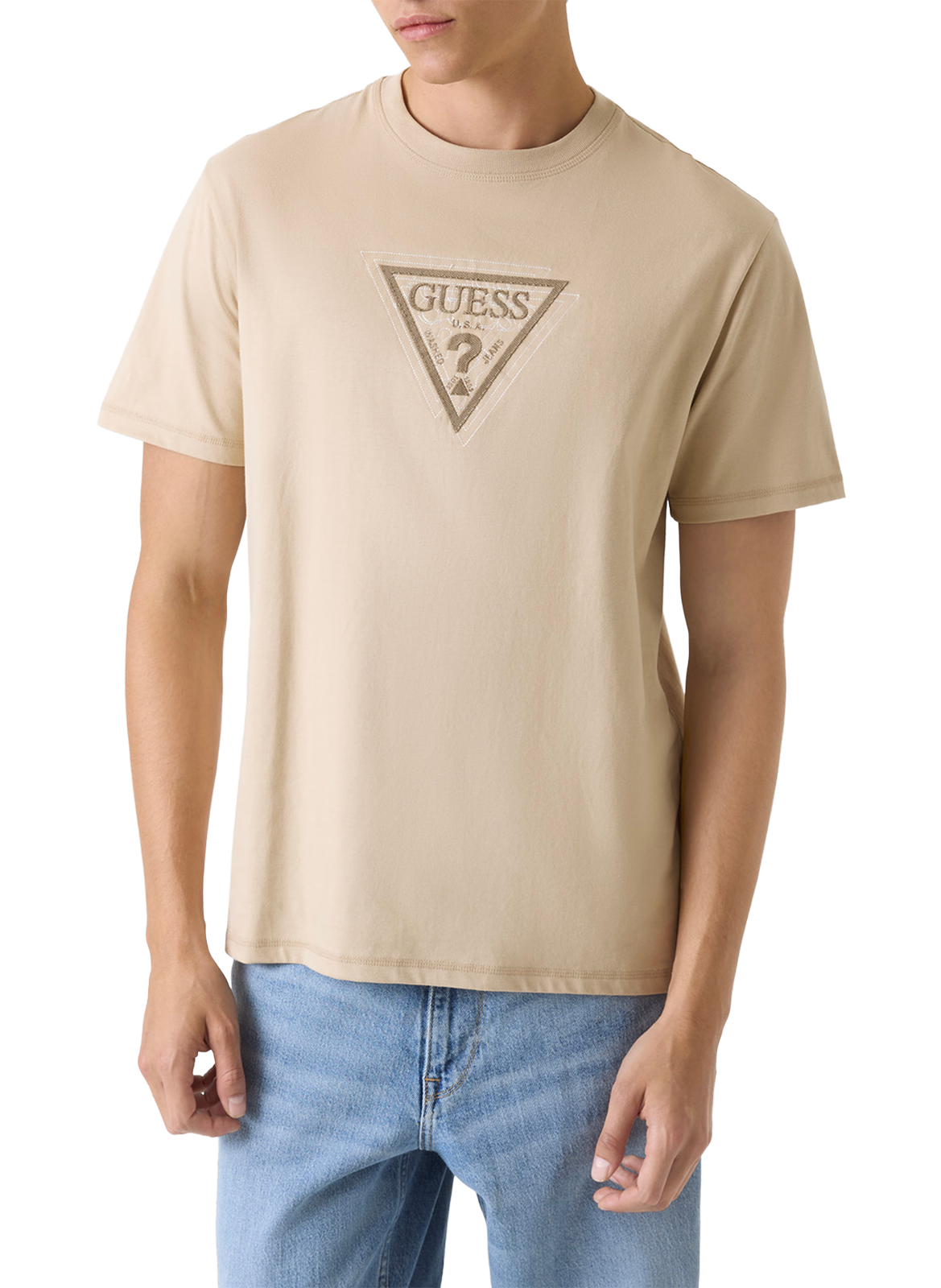 T-shirt imprimé en coton GUESS Beige