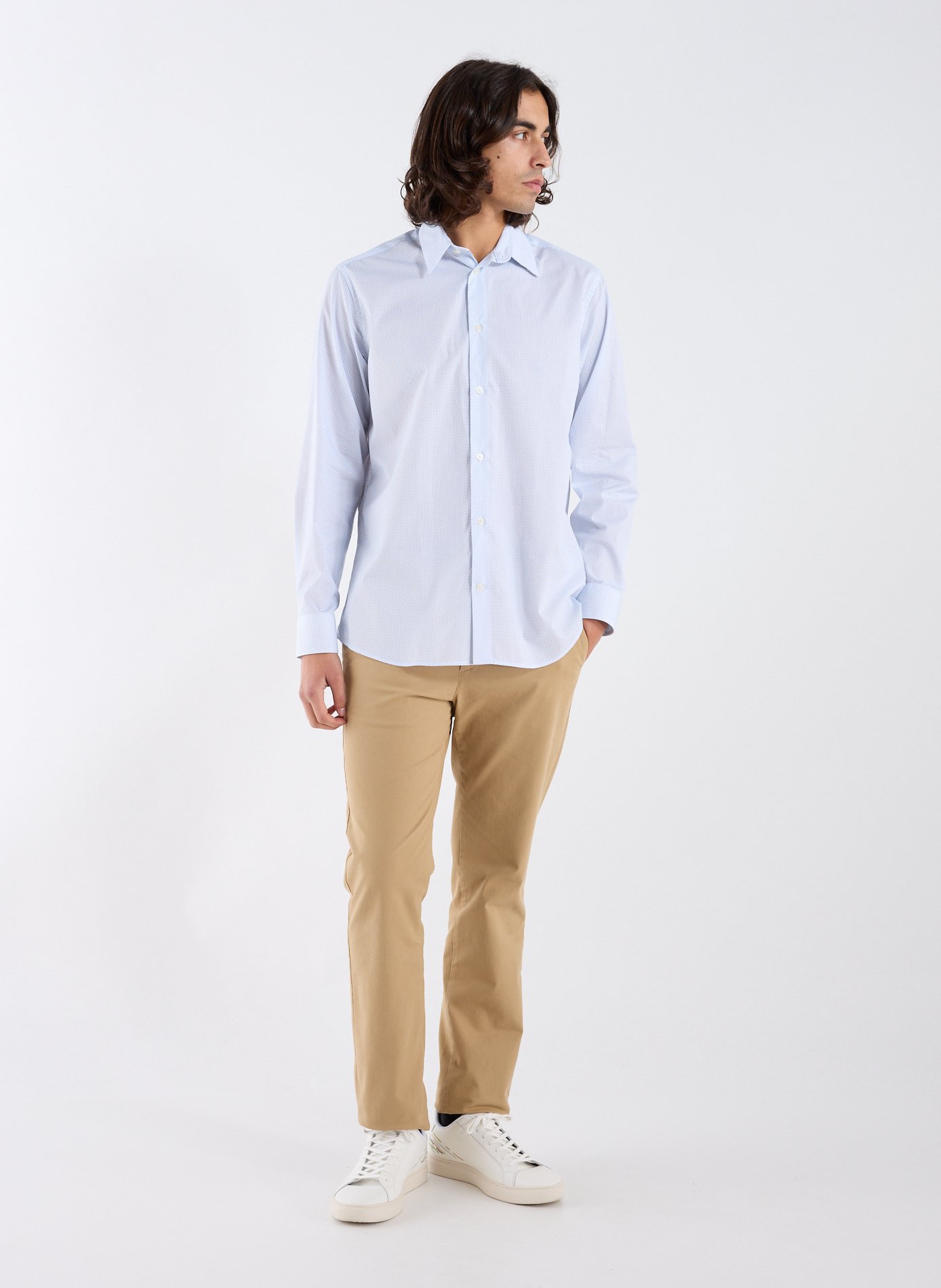 Chemise col classique manches contrastantes en coton AU PRINTEMPS PARIS Blue