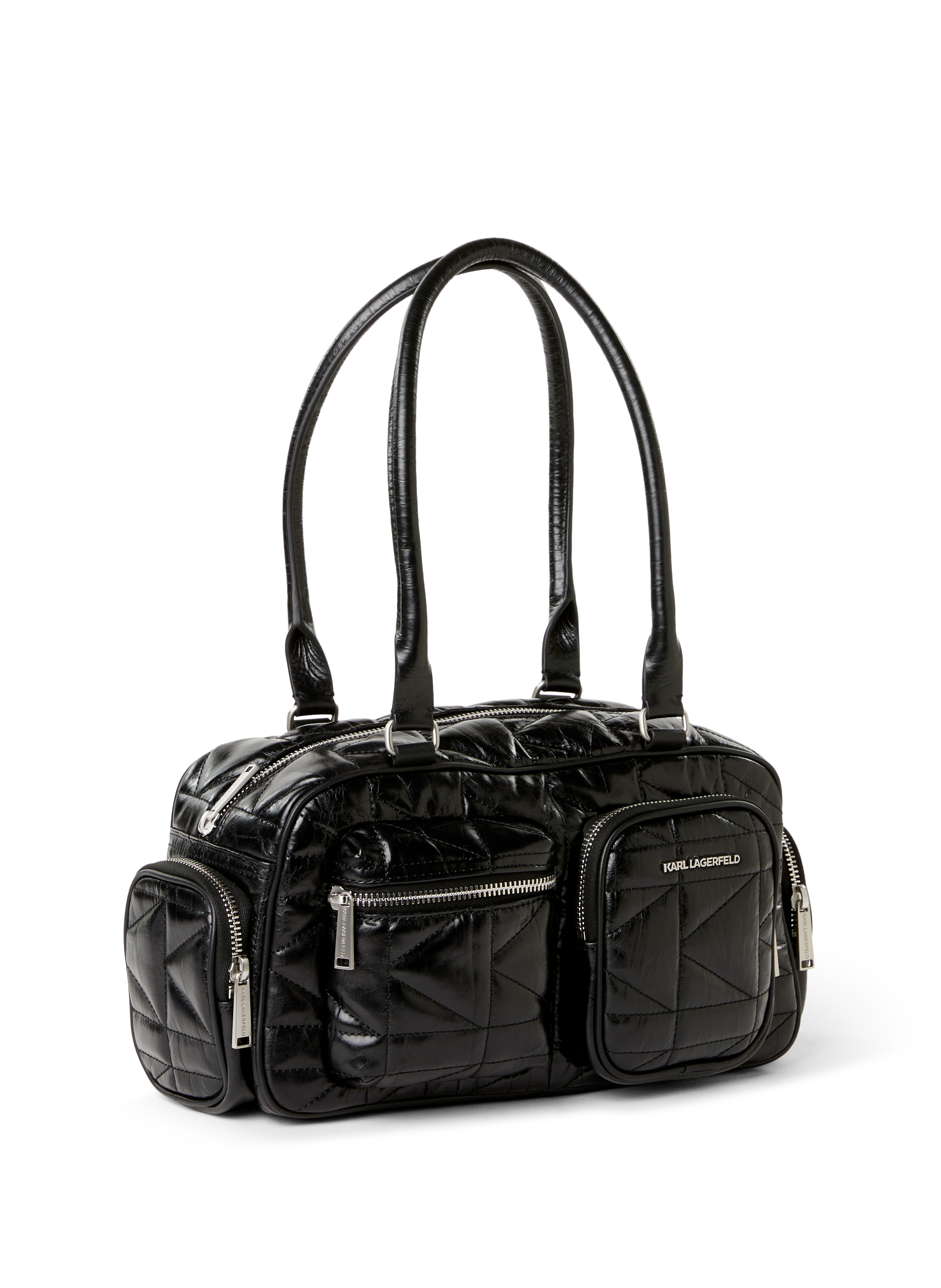 Sac à main matelassé en cuir KARL LAGERFELD Noir