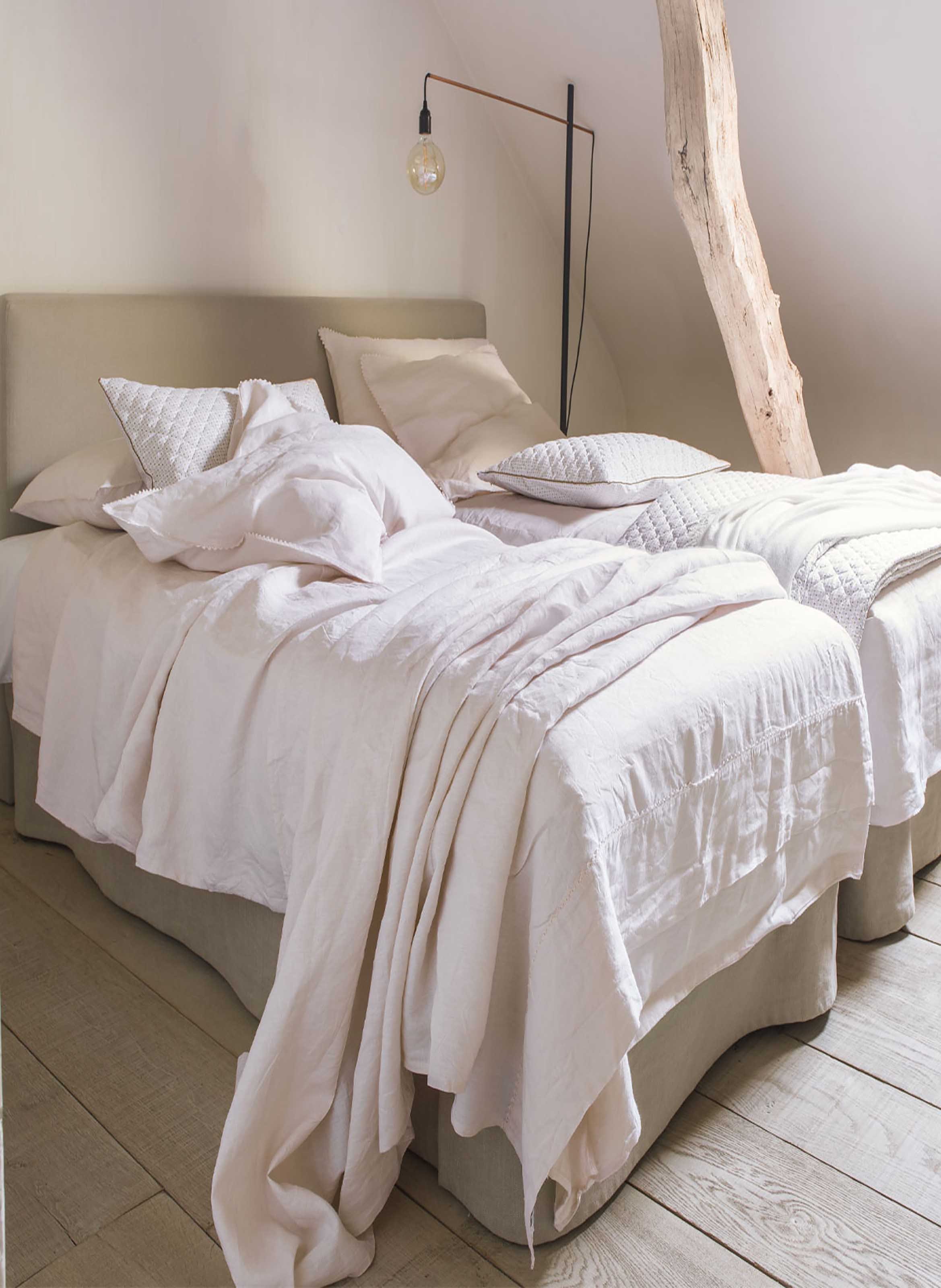 Housse de couette unie en lin lavé, nouvelle vague ALEXANDRE TURPAULT Rose