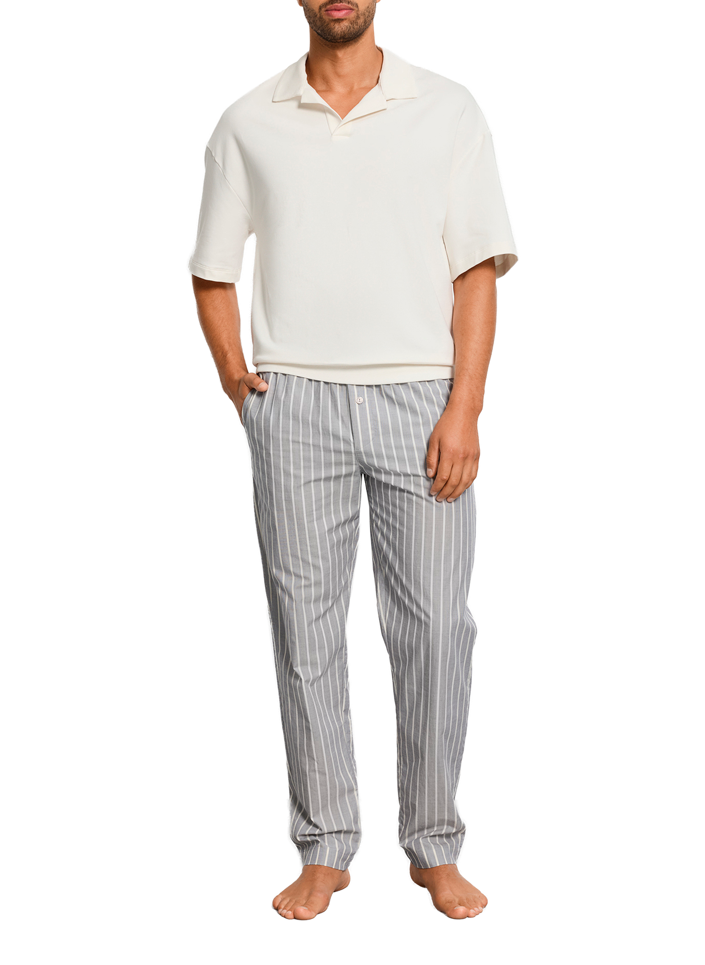 Straight striped cotton pants HANRO Grey