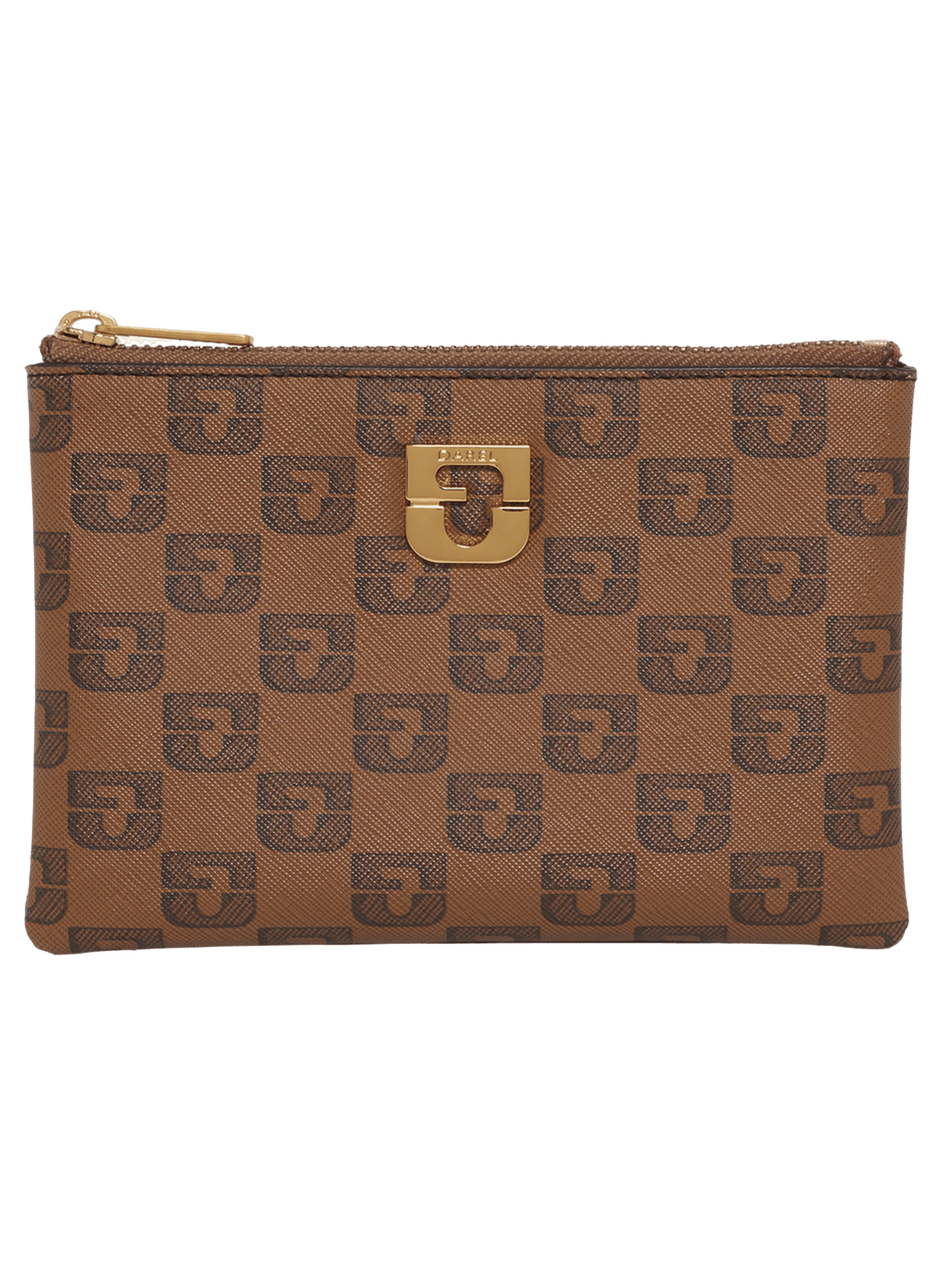 Trousse en toile enduite monogrammée – pochette GERARD DAREL Marron