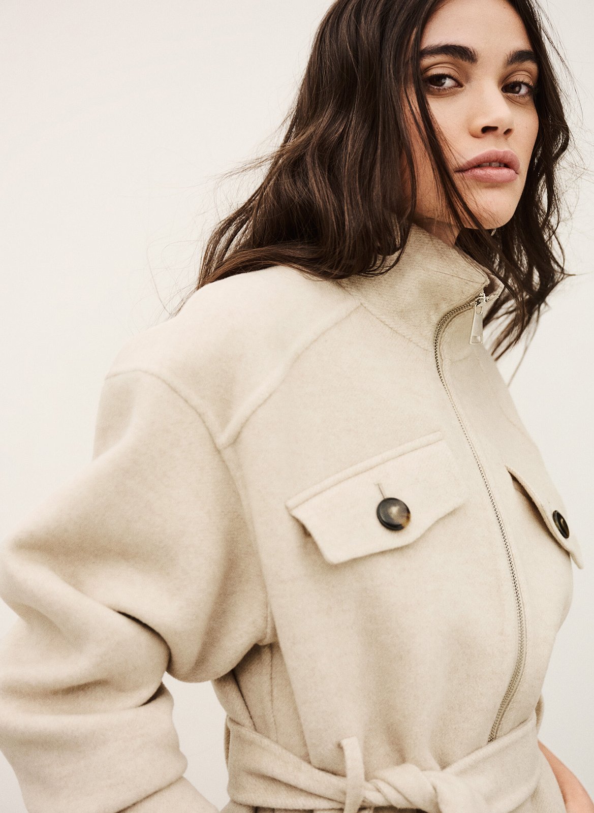 Manteau ample ceinturé en laine mélangée lerica BA&SH Beige