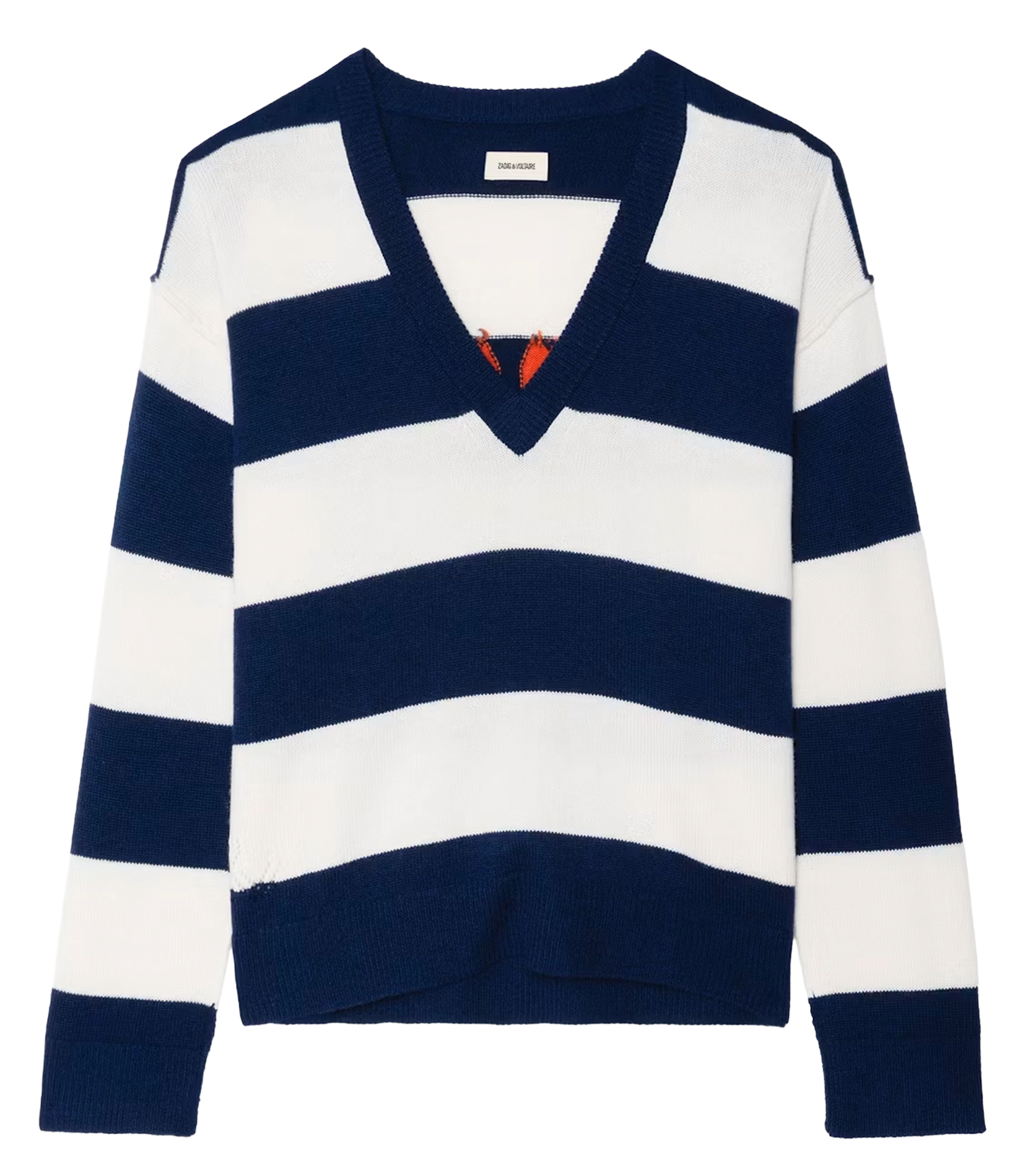 Pull col v ample rayé en laine et cachemire mikyz ZADIG&VOLTAIRE Bleu