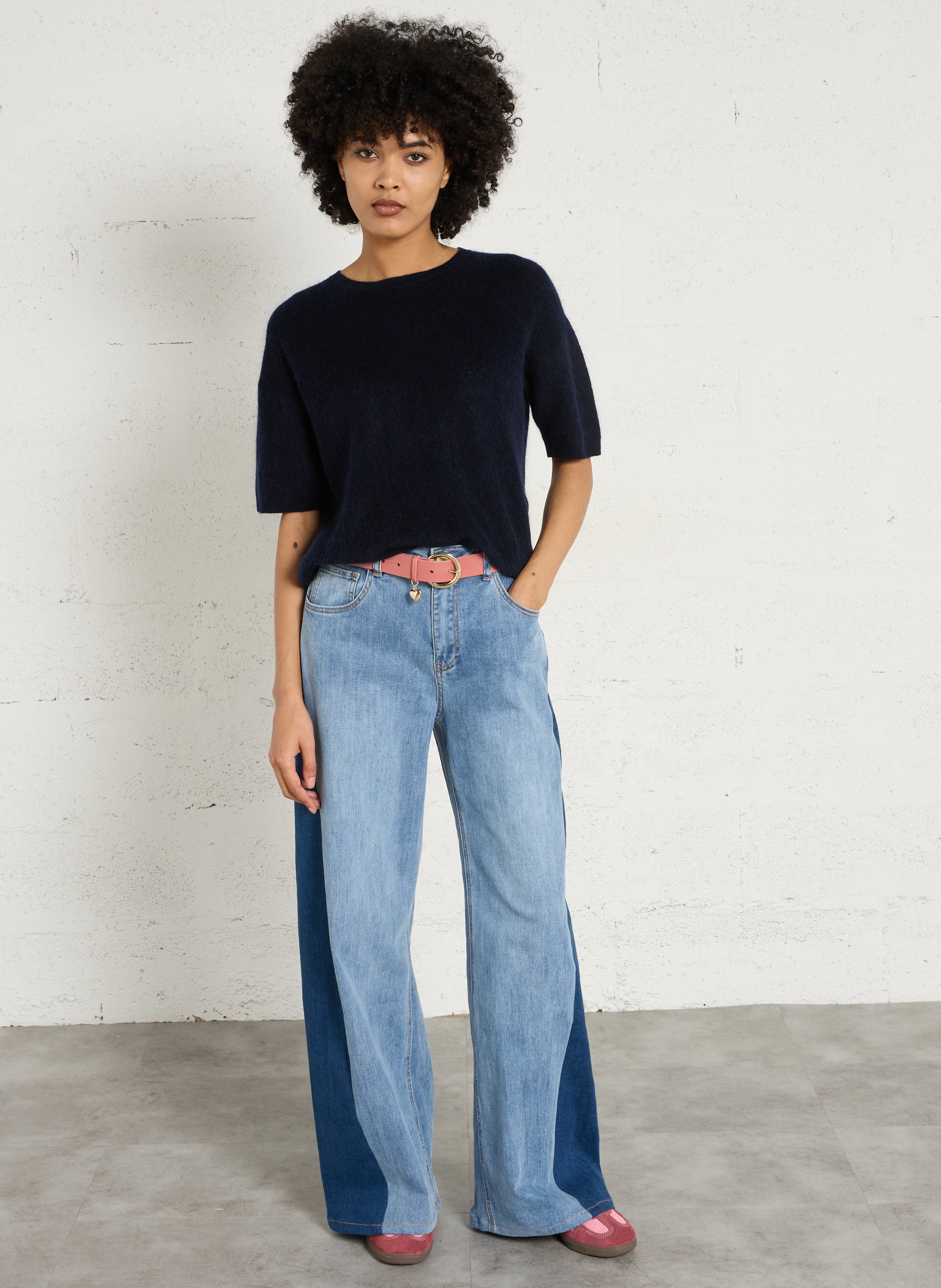 Pull col rond en mohair mélangé paolo bis MAISON 123 Bleu