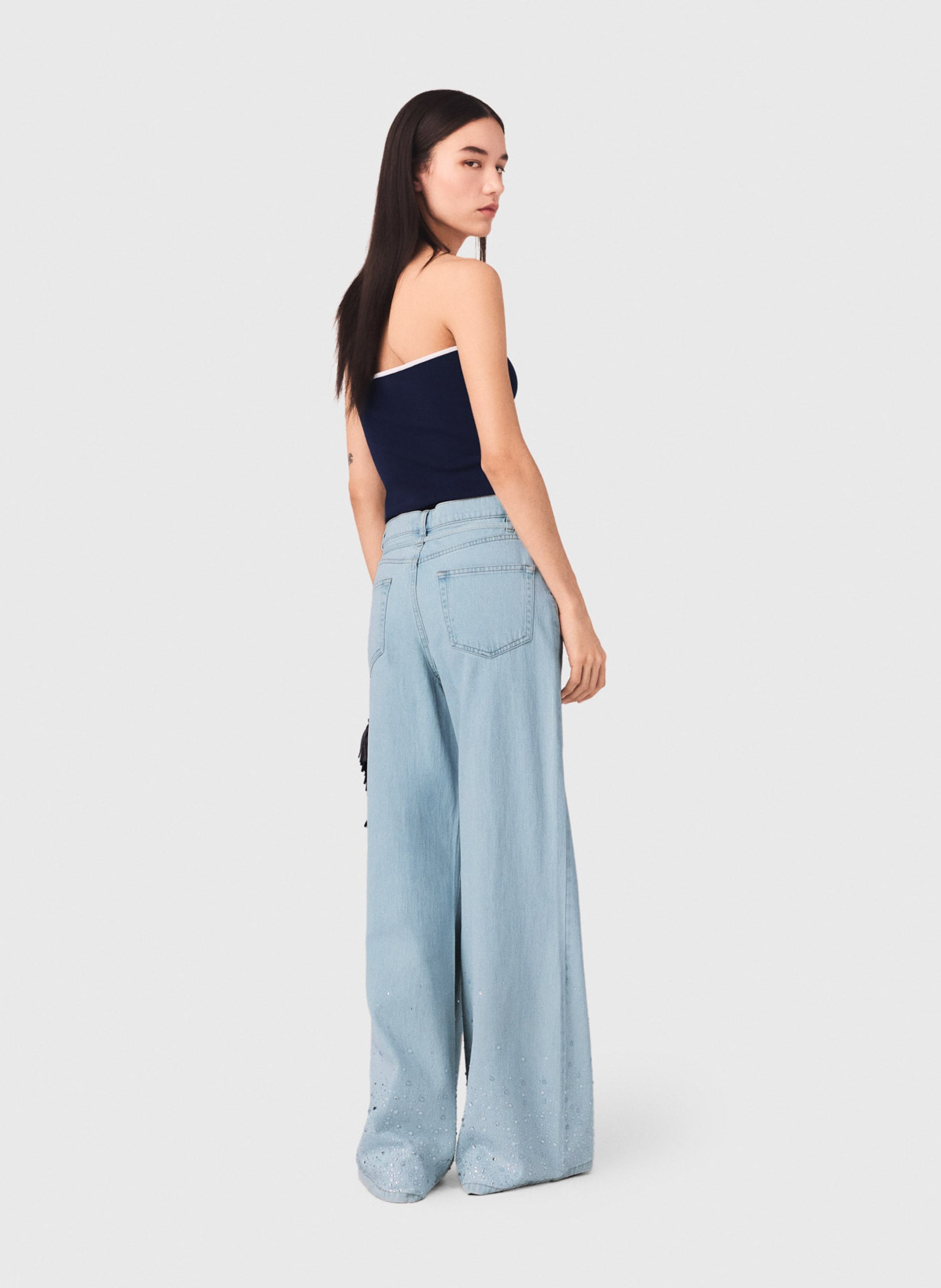 Jean large en coton mélangé MAJE Bleu