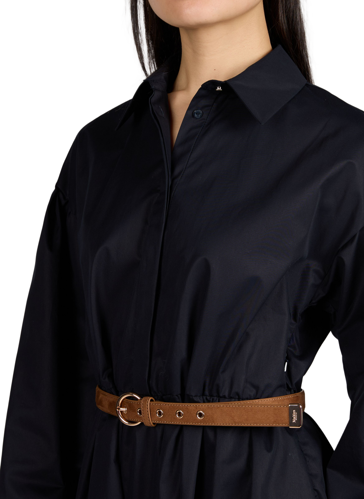 Robe longue avec ceinture amovible en coton MAX MARA STUDIO Bleu