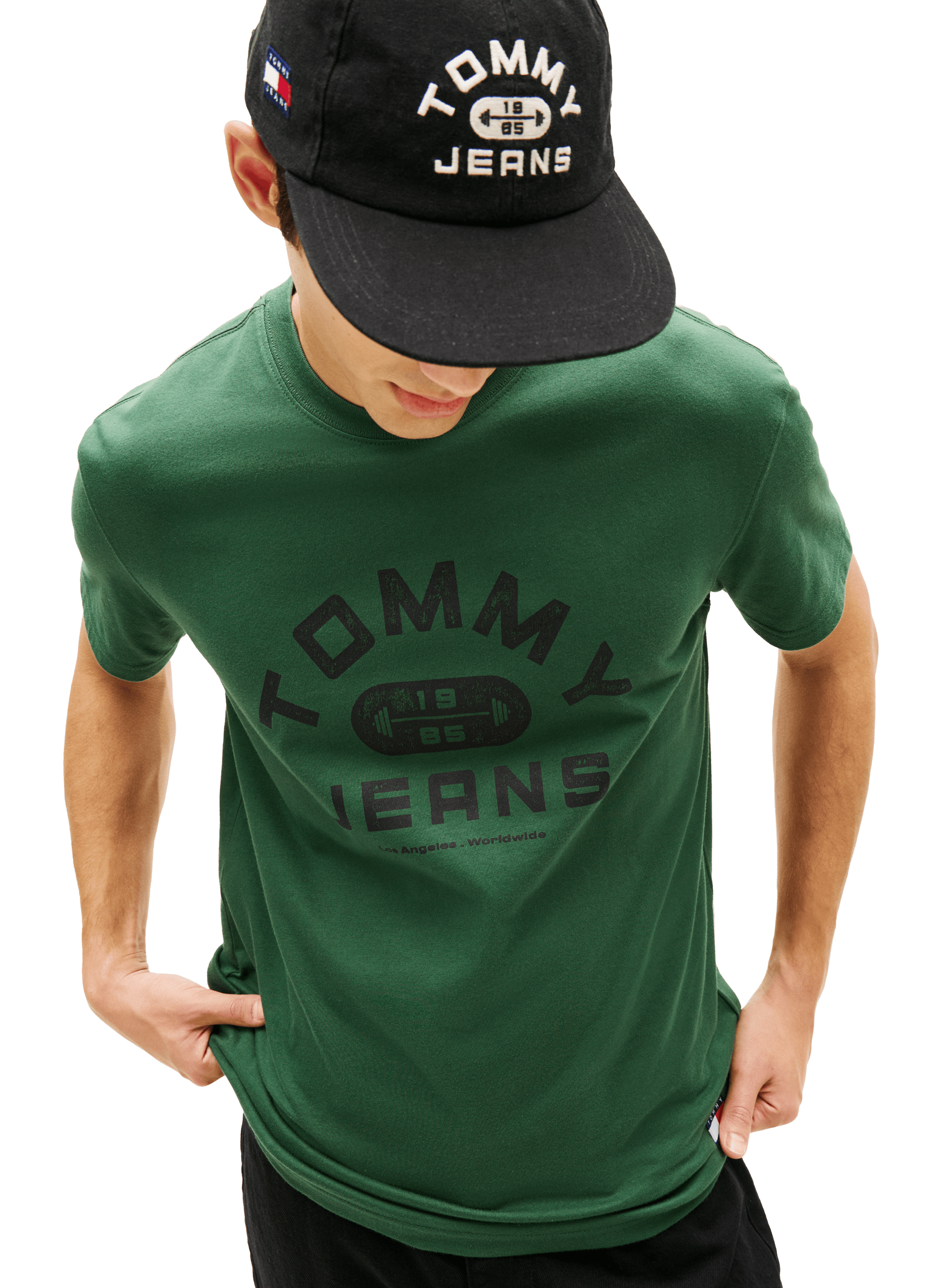 Straight printed cotton T-shirt TOMMY HILFIGER Green