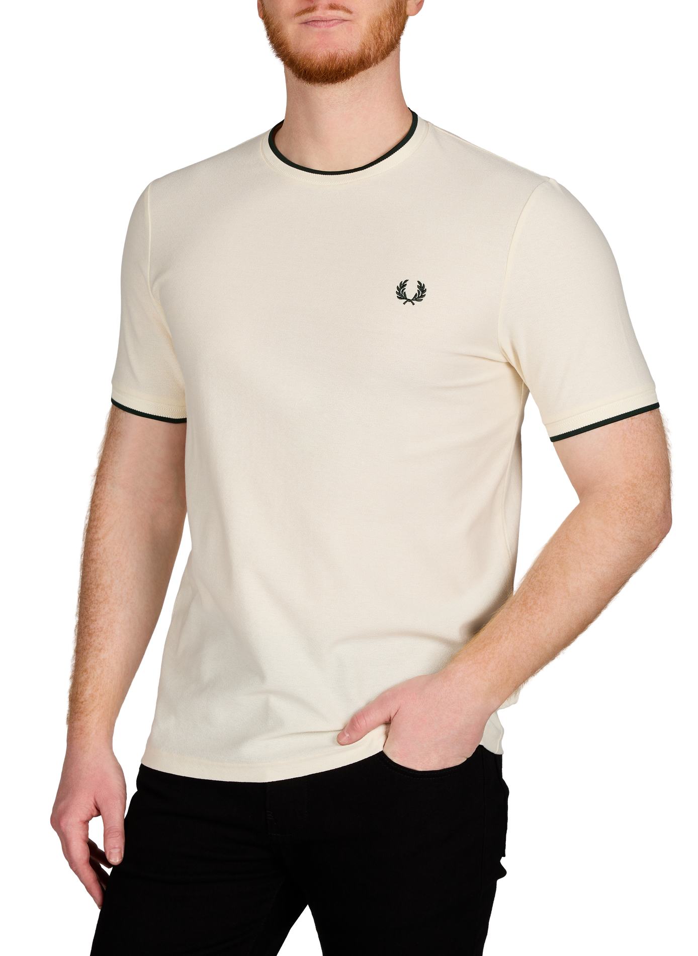 Cotton round-neck T-shirt FRED PERRY Beige