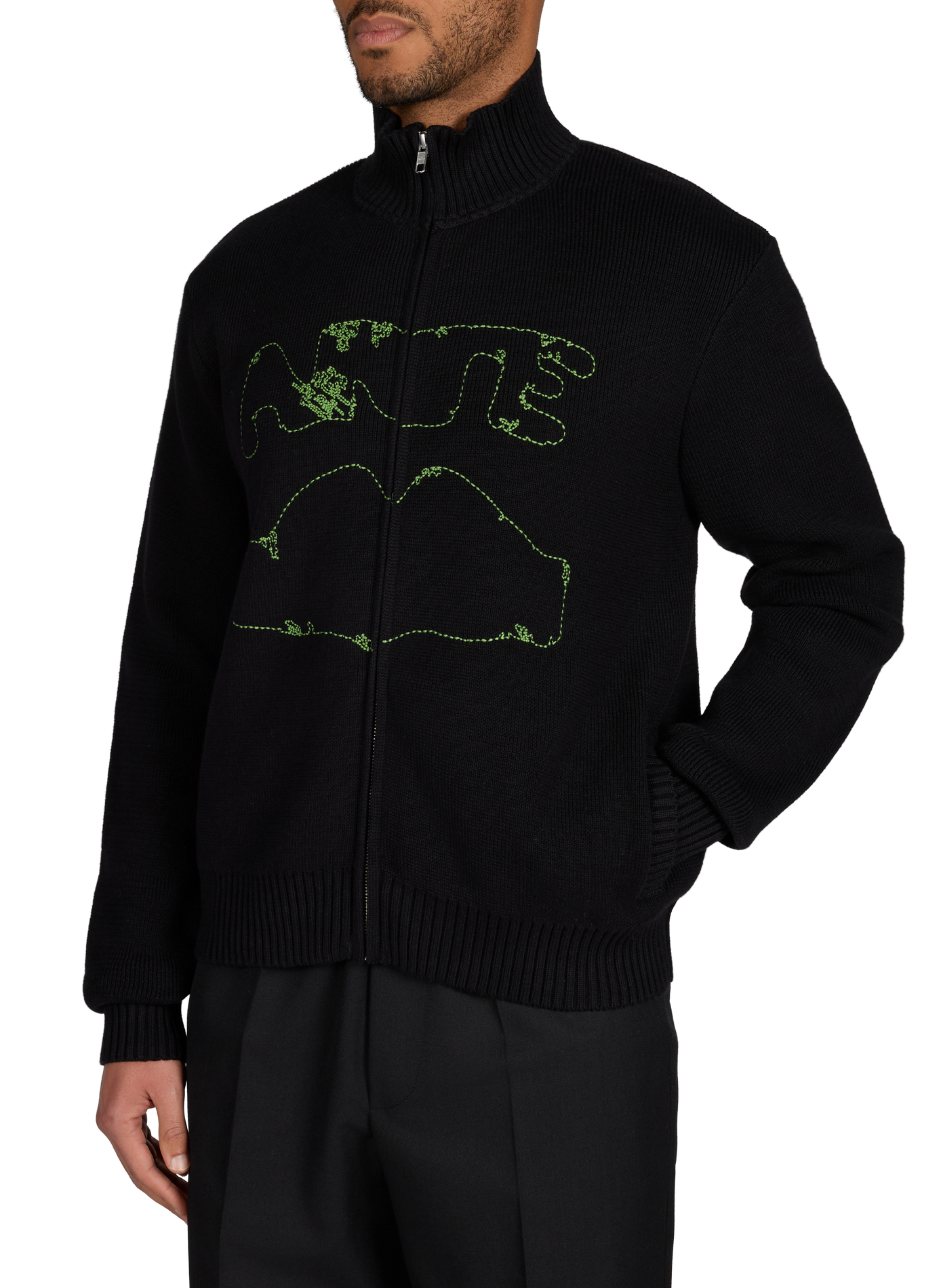 Zip-up high-neck cotton sweater ARTE ANTWERP Black