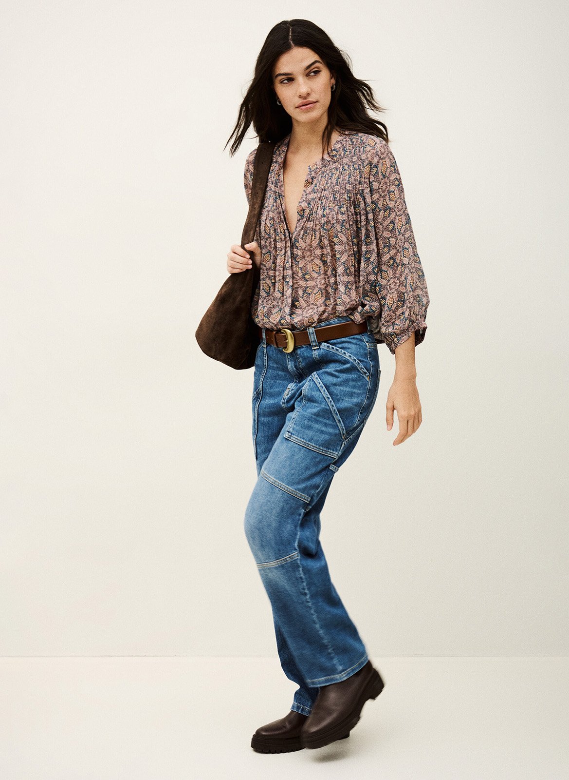 Blouse imprimée col tunisien tazio BA&SH Bleu