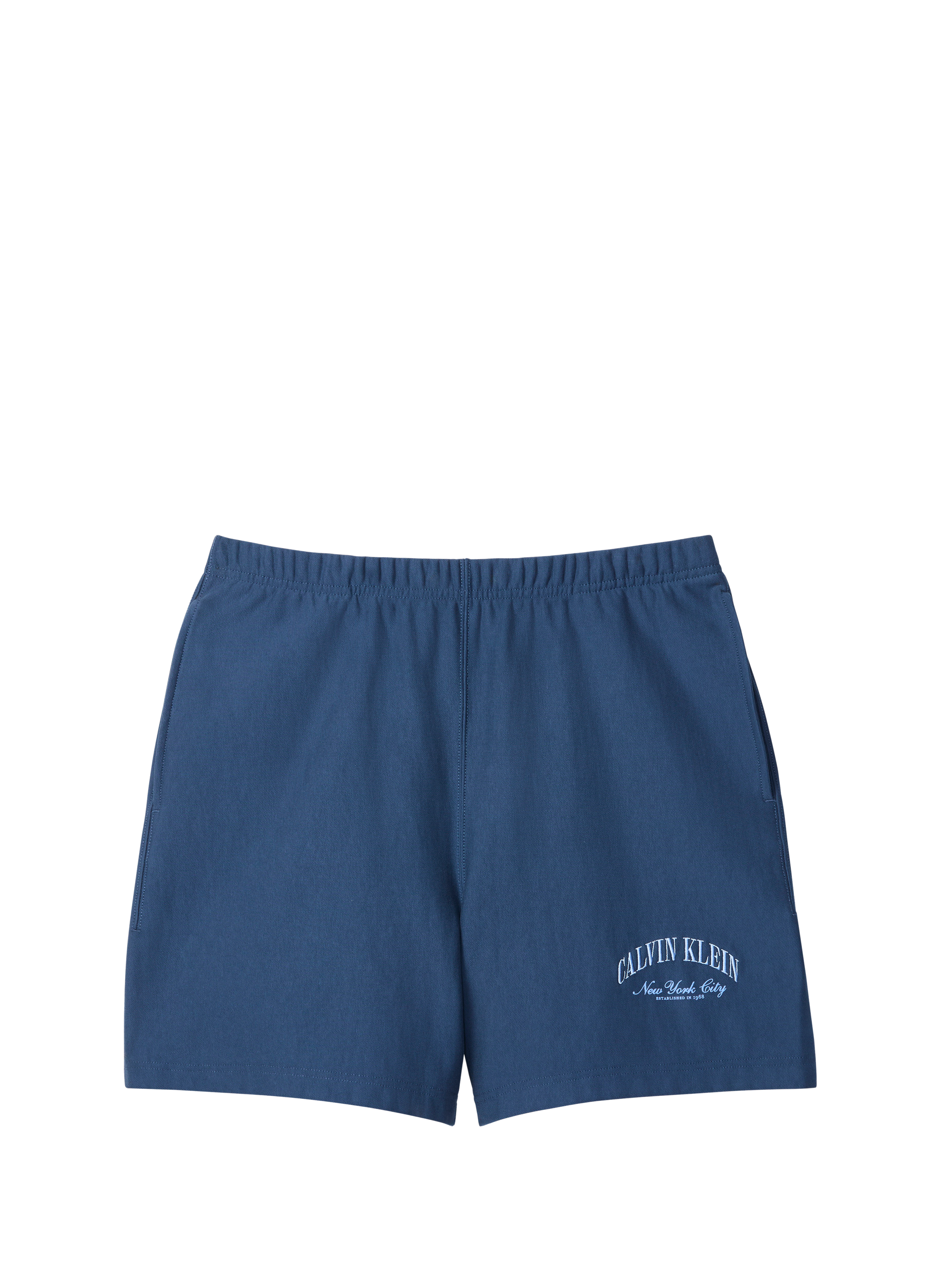 Kurzes T-Shirt mit Logo aus Baumwollmischung CALVIN KLEIN Blau