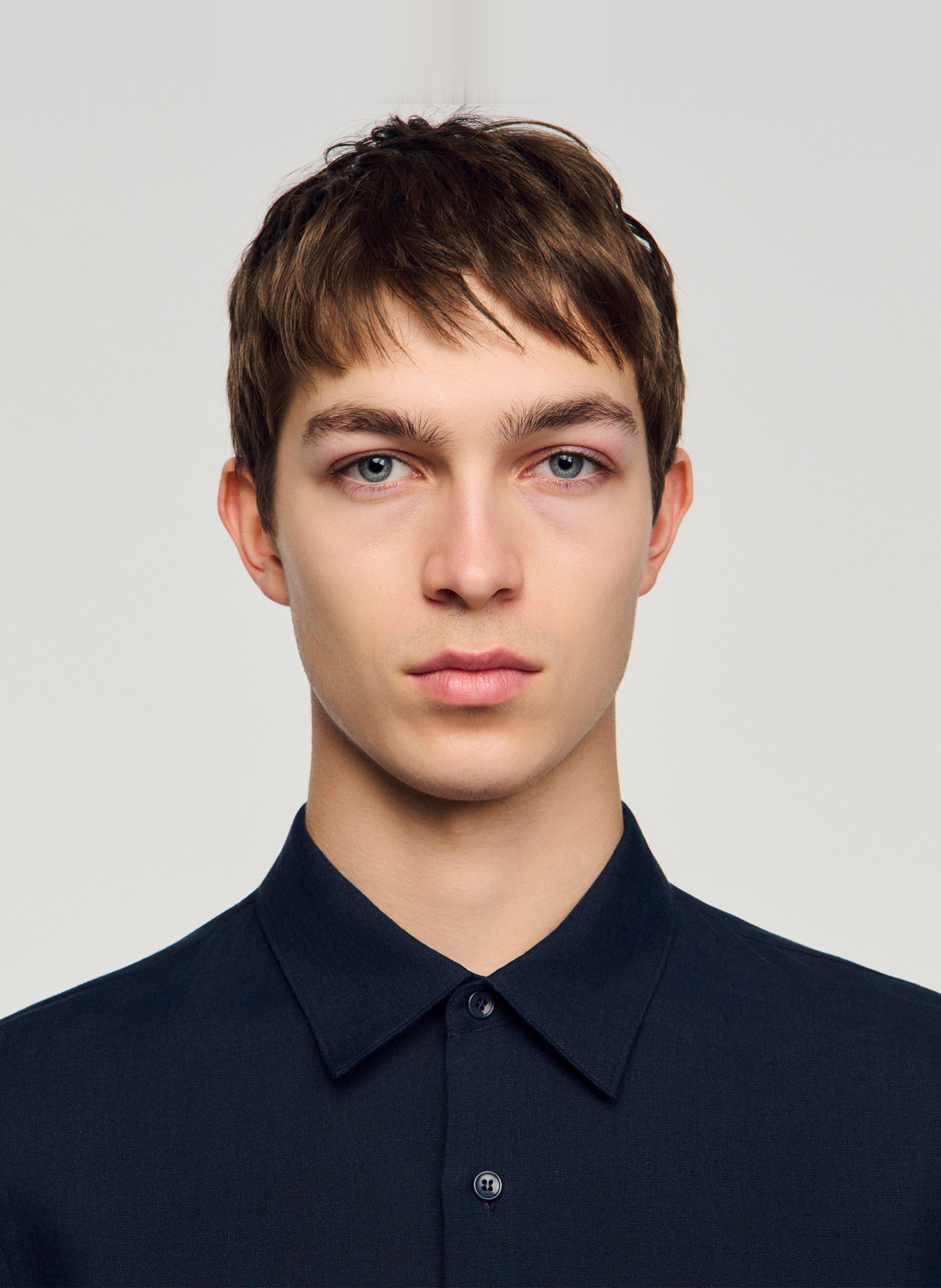 Chemise droite en lin SANDRO Bleu