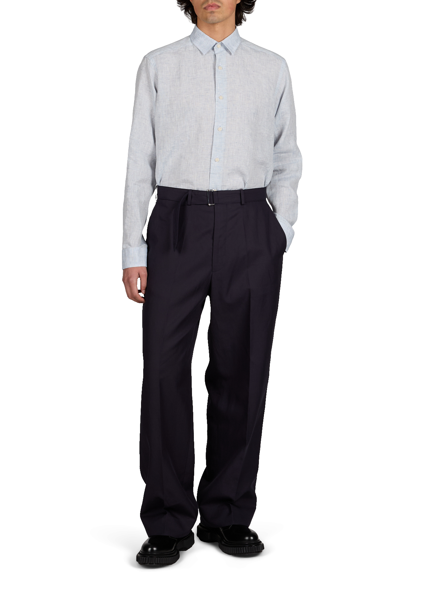 Chemise droite en lin ETON Bleu