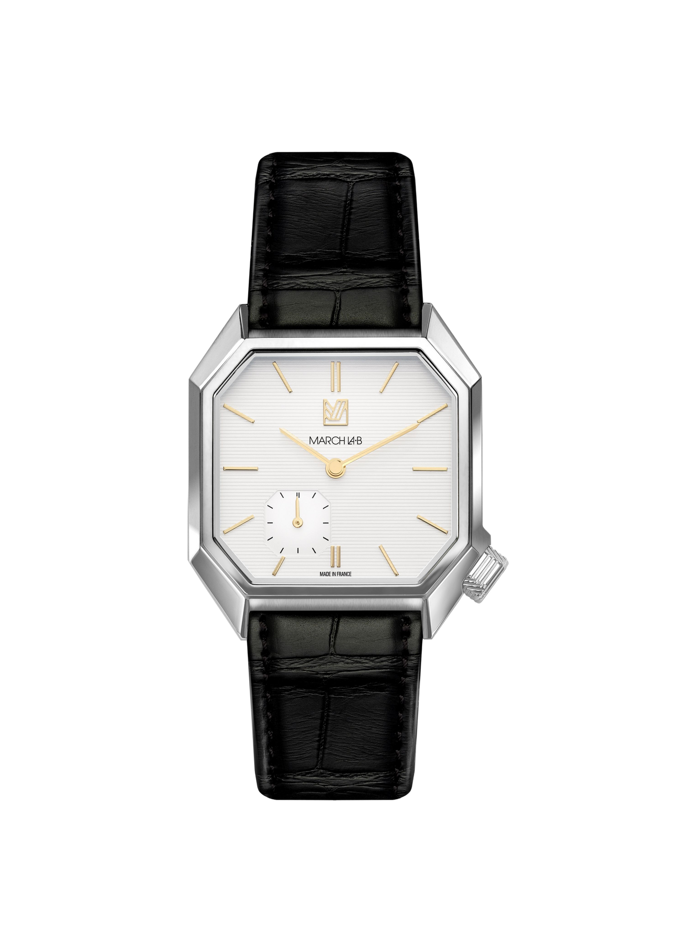 Montre automatique Mansart en cuir d'alligator MARCH LA.B Blanc