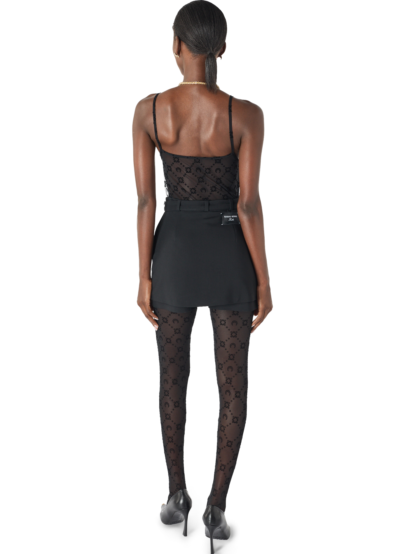 Mini jupe-short tailleur ceinturée moon MARINE SERRE Noir
