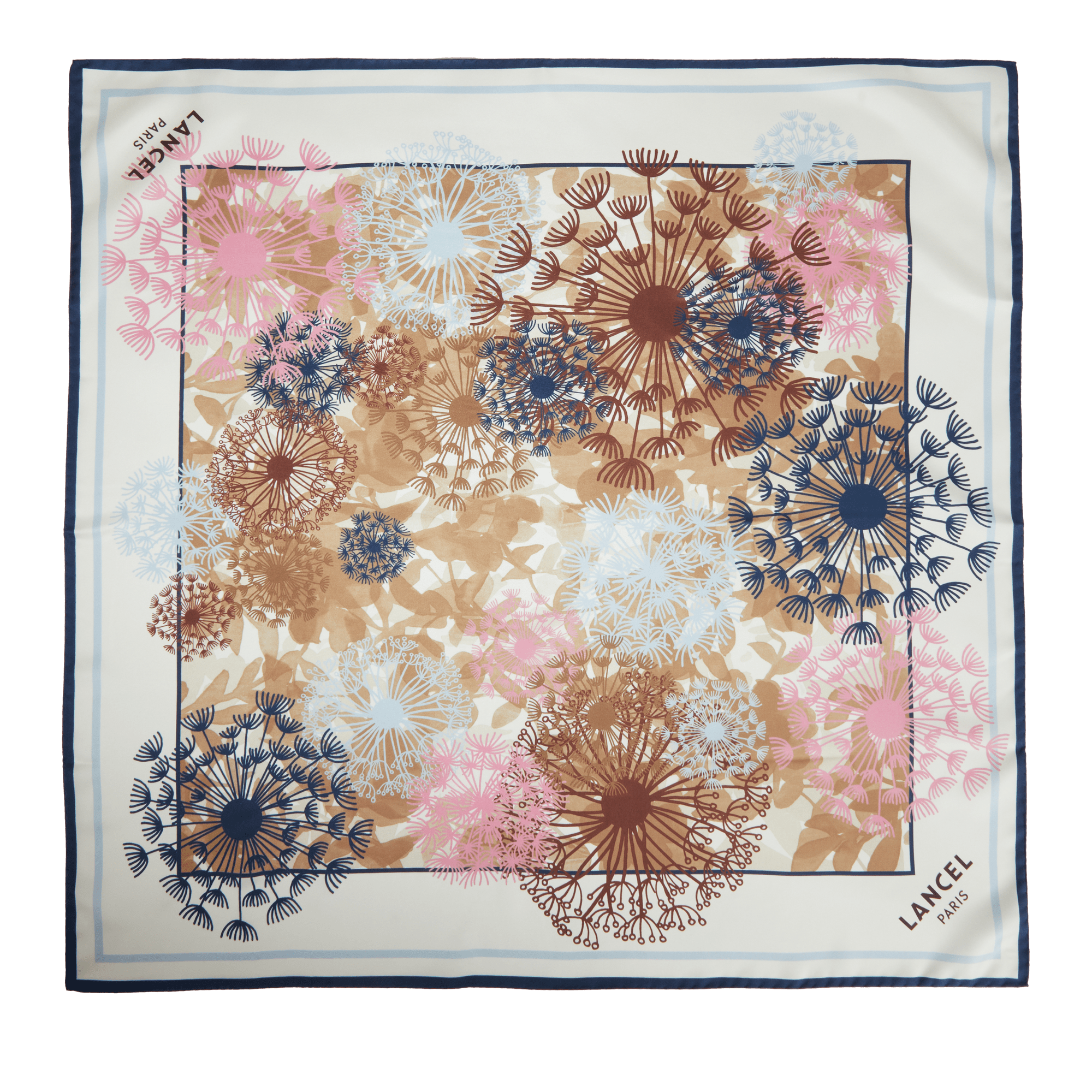 Carre fireworks pattern en twill de soie imprimee LANCEL Blanc