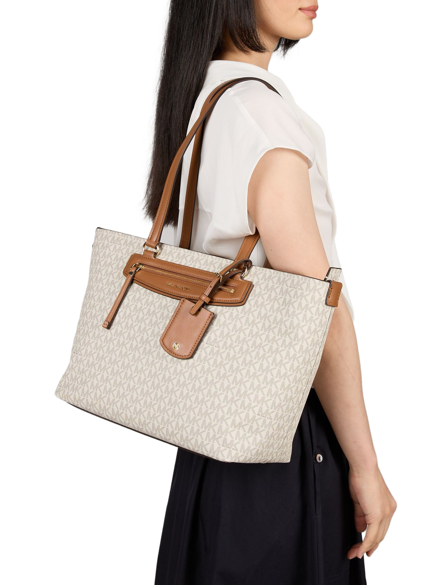 Sac cabas Jet Set Travel M à logo signature MICHAEL KORS Beige