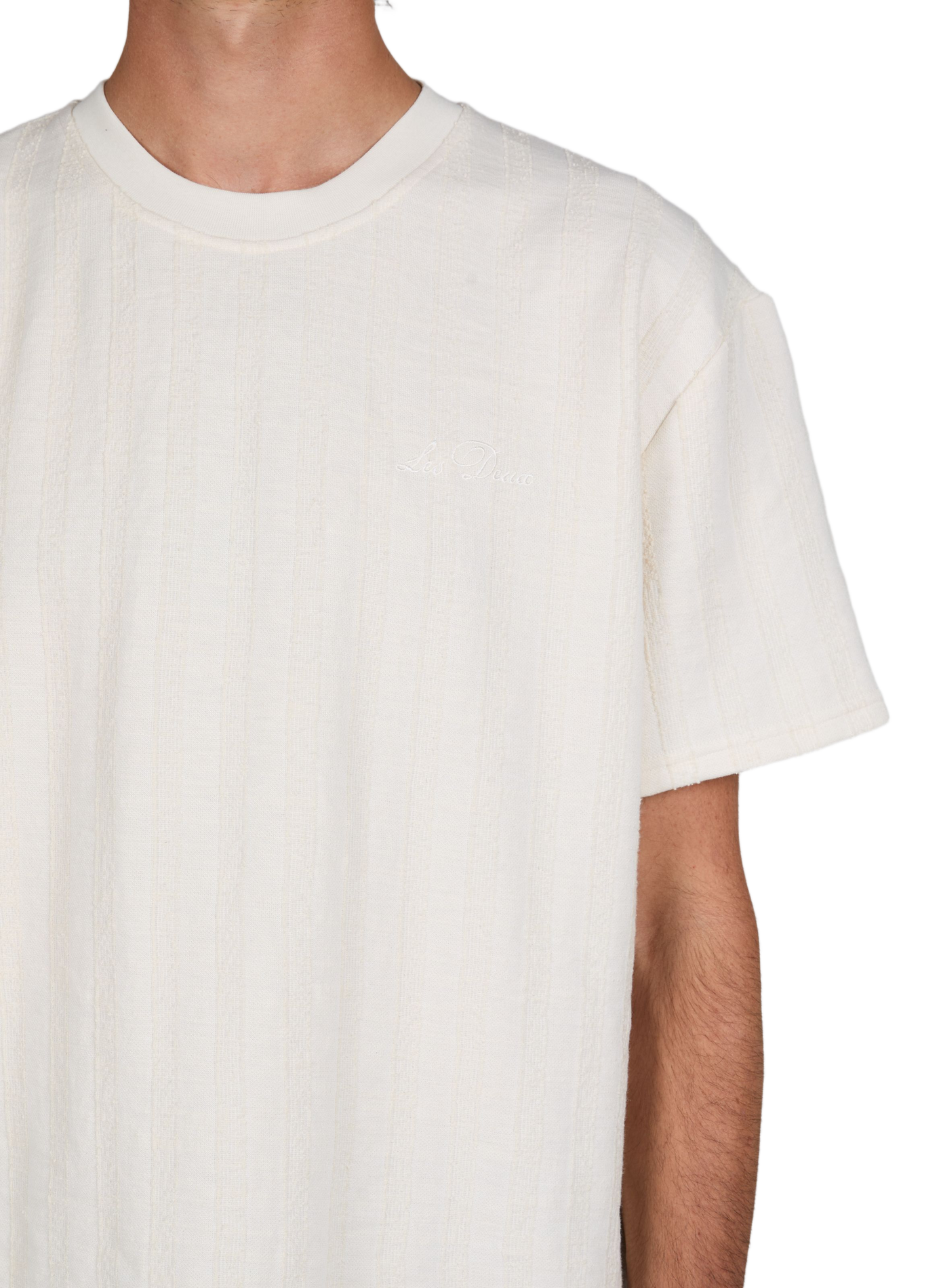 Straight T-shirt with jacquard stripes LES DEUX White