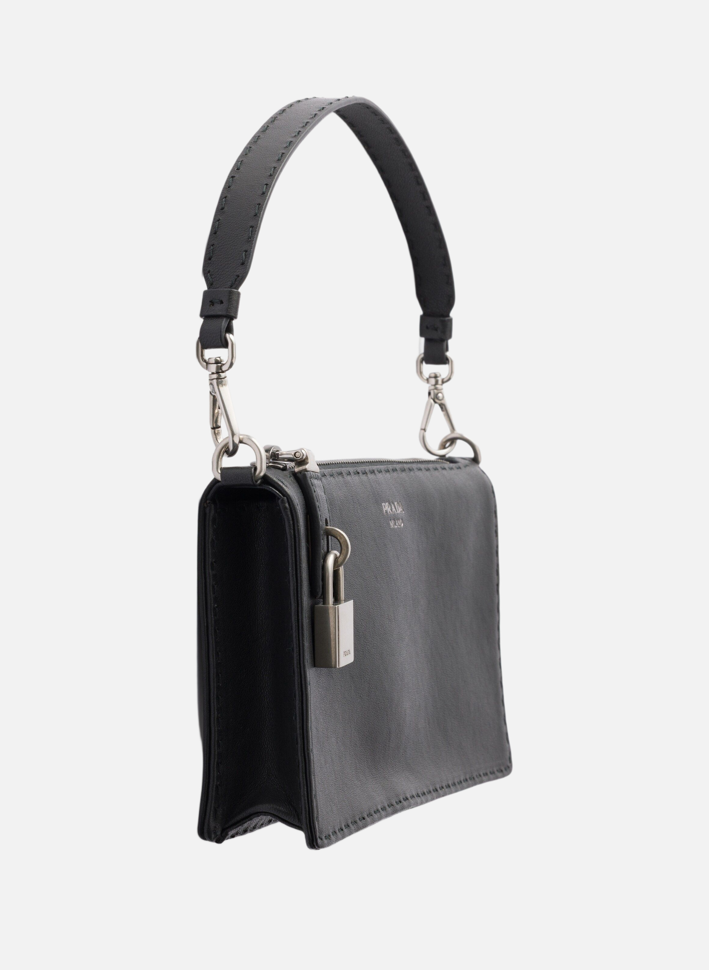 Pochette en cuir vieilli PRADA Noir