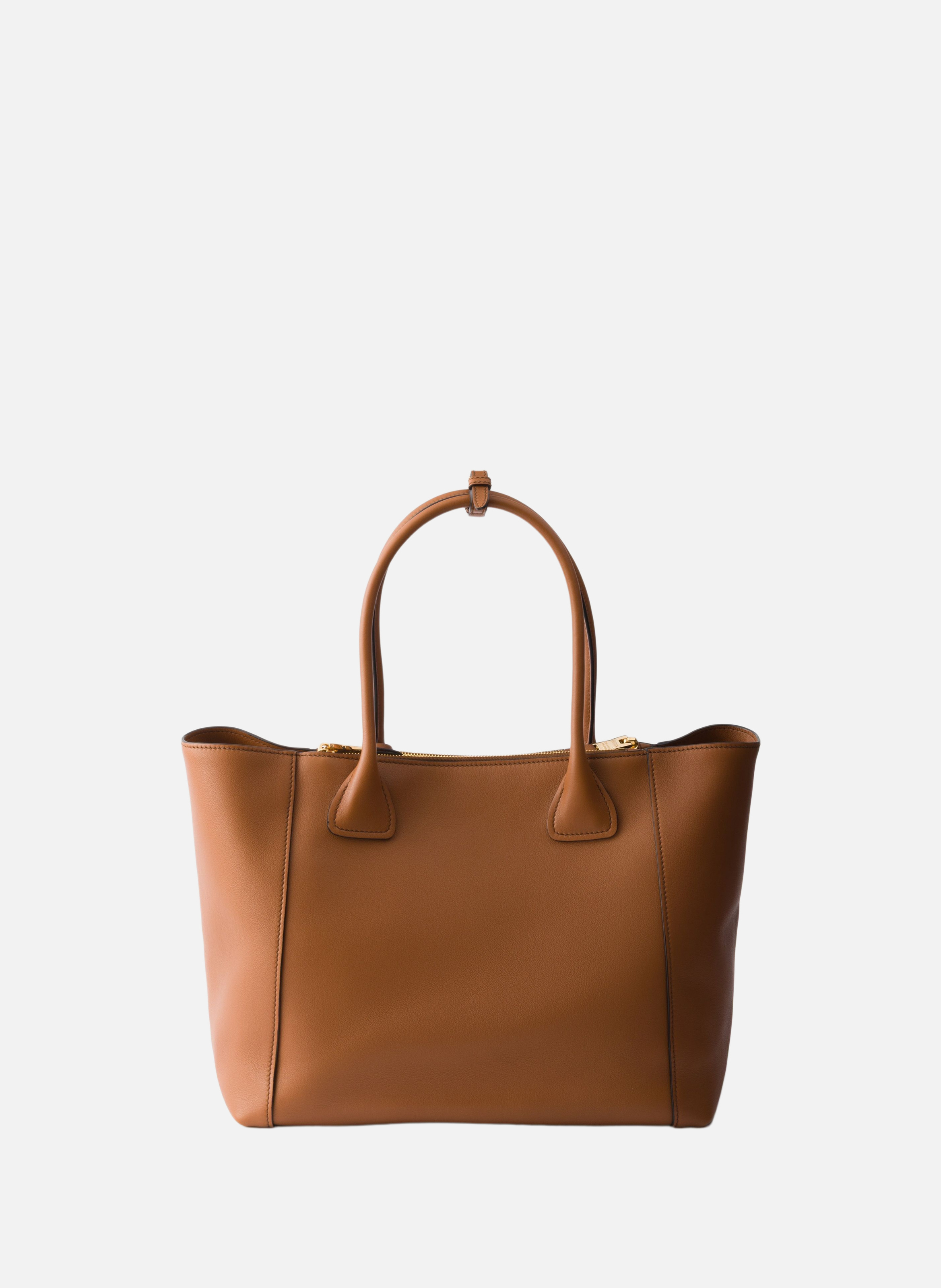 Grand cabas en cuir PRADA Marron