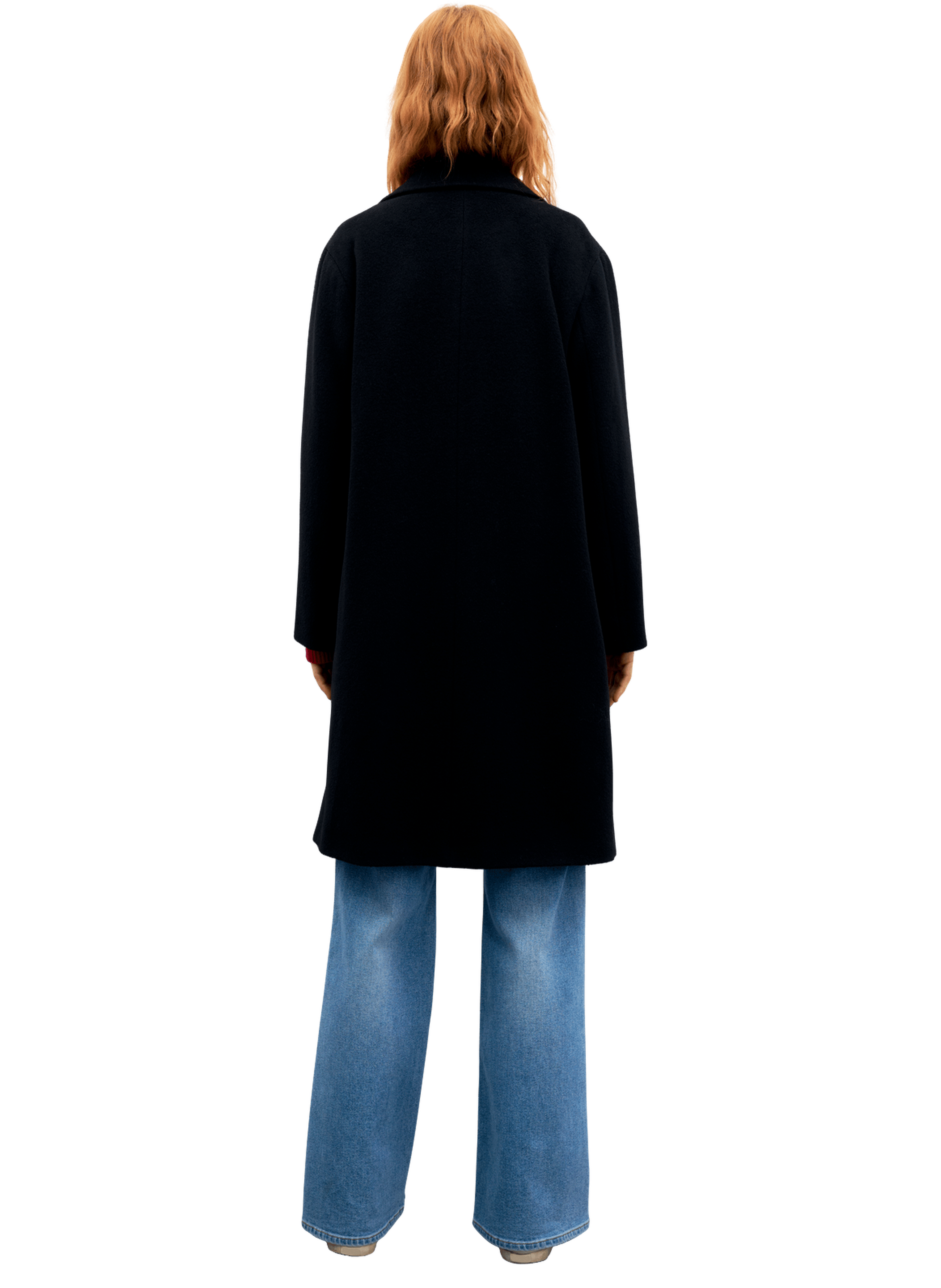 Manteau droit en laine et angora - aelis GERARD DAREL Noir