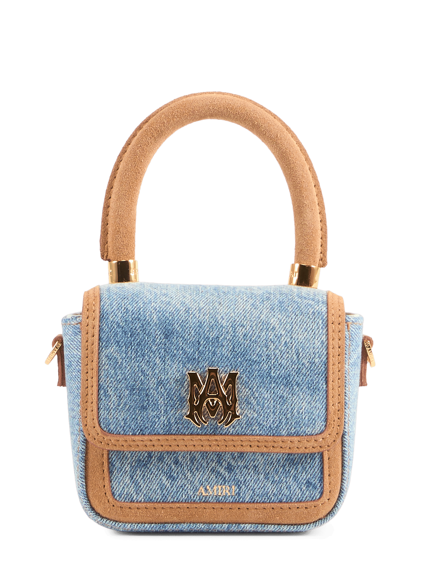 Sac à main Nano Ma en cuir et denim AMIRI Bleu
