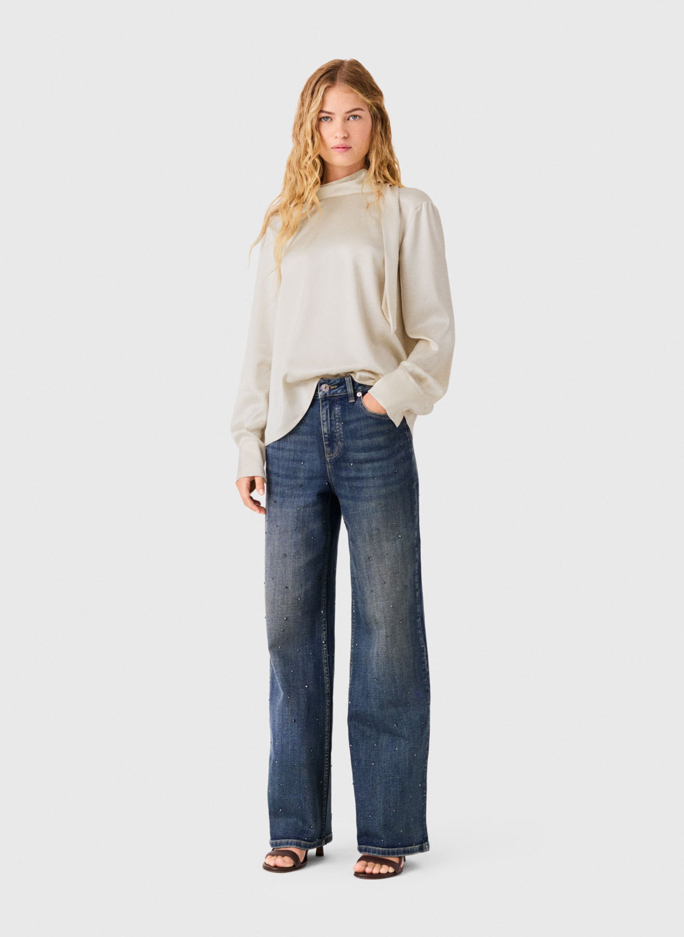 Top droit fluide MAJE Beige