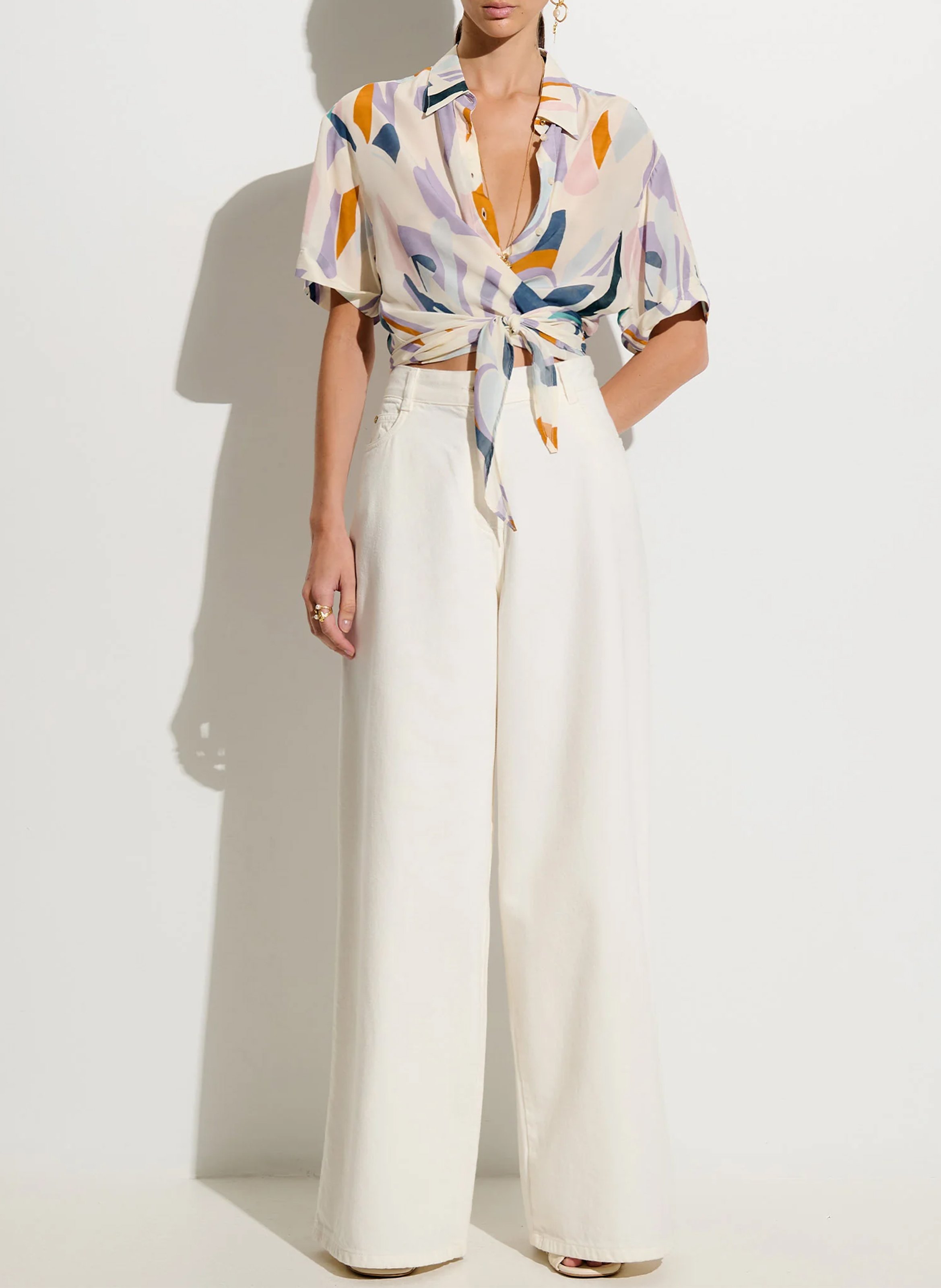 Chemise à manches courtes imprimée en coton bio procida | Multicolore SESSUN Femme