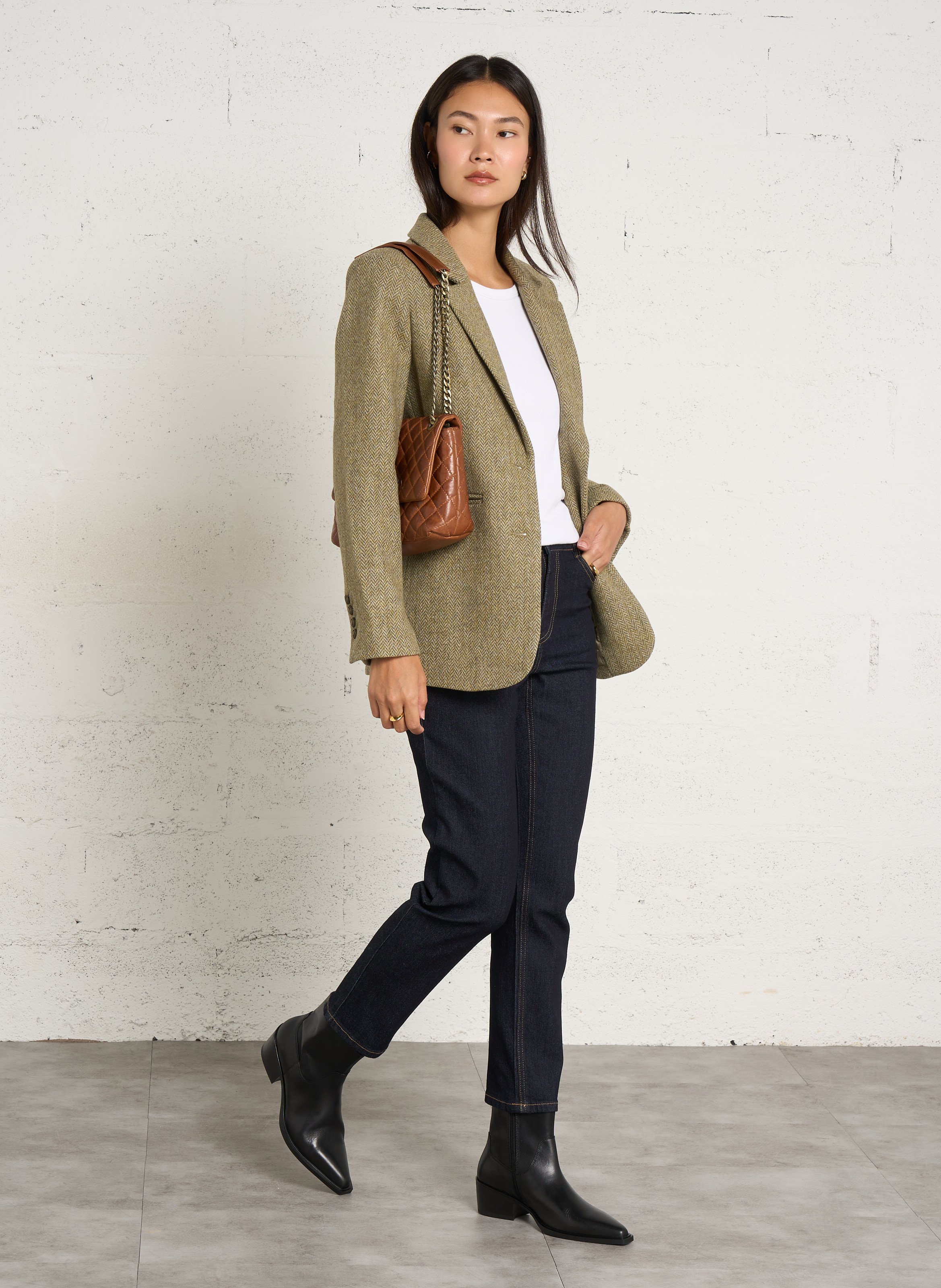 Blouse unie côtelée en coton denise MAISON 123 Kaki